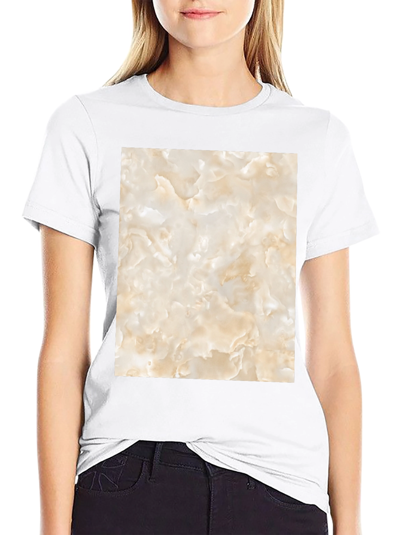 Unique Marble Graphic T-Shirt - Black Casual Tee