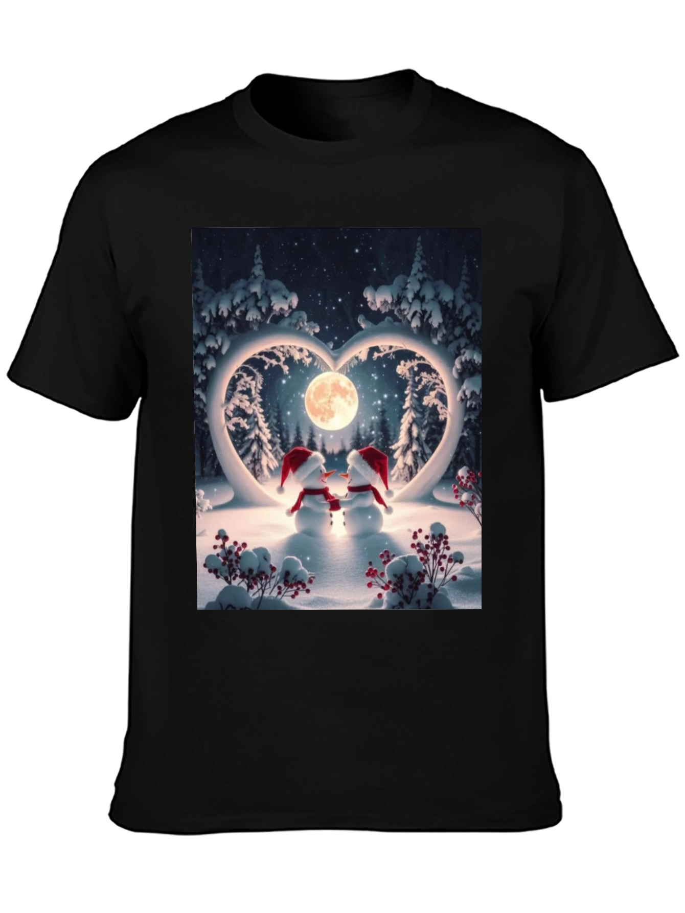 Heartwarming Snowman Couple Graphic Tee