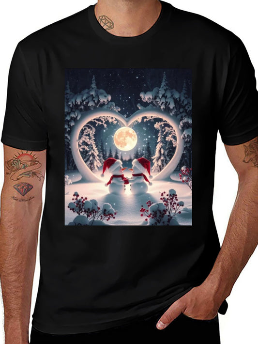 Heartwarming Snowman Couple Graphic Tee