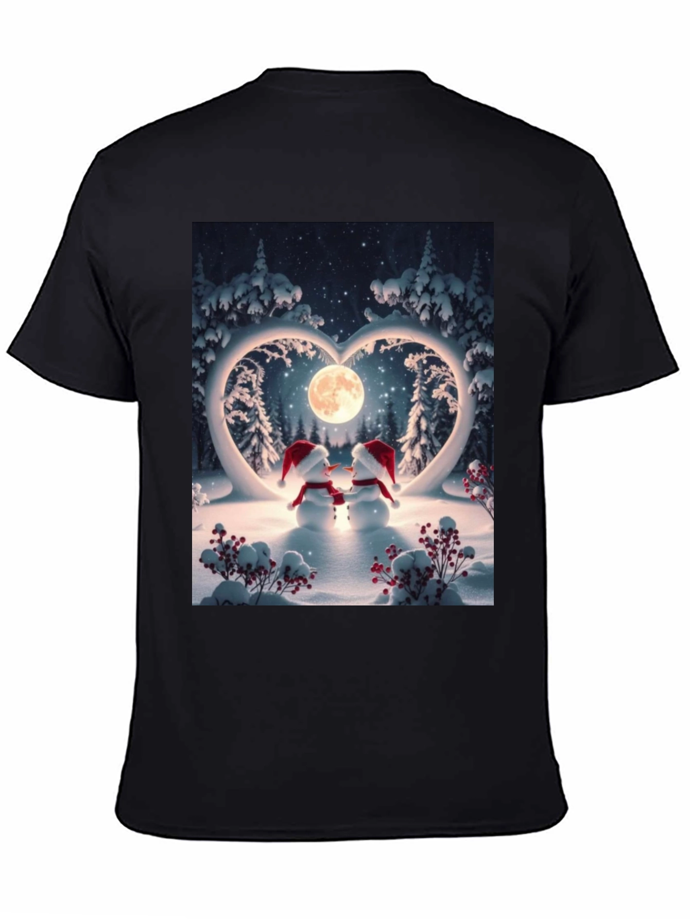 Heartwarming Snowman Couple Graphic Tee