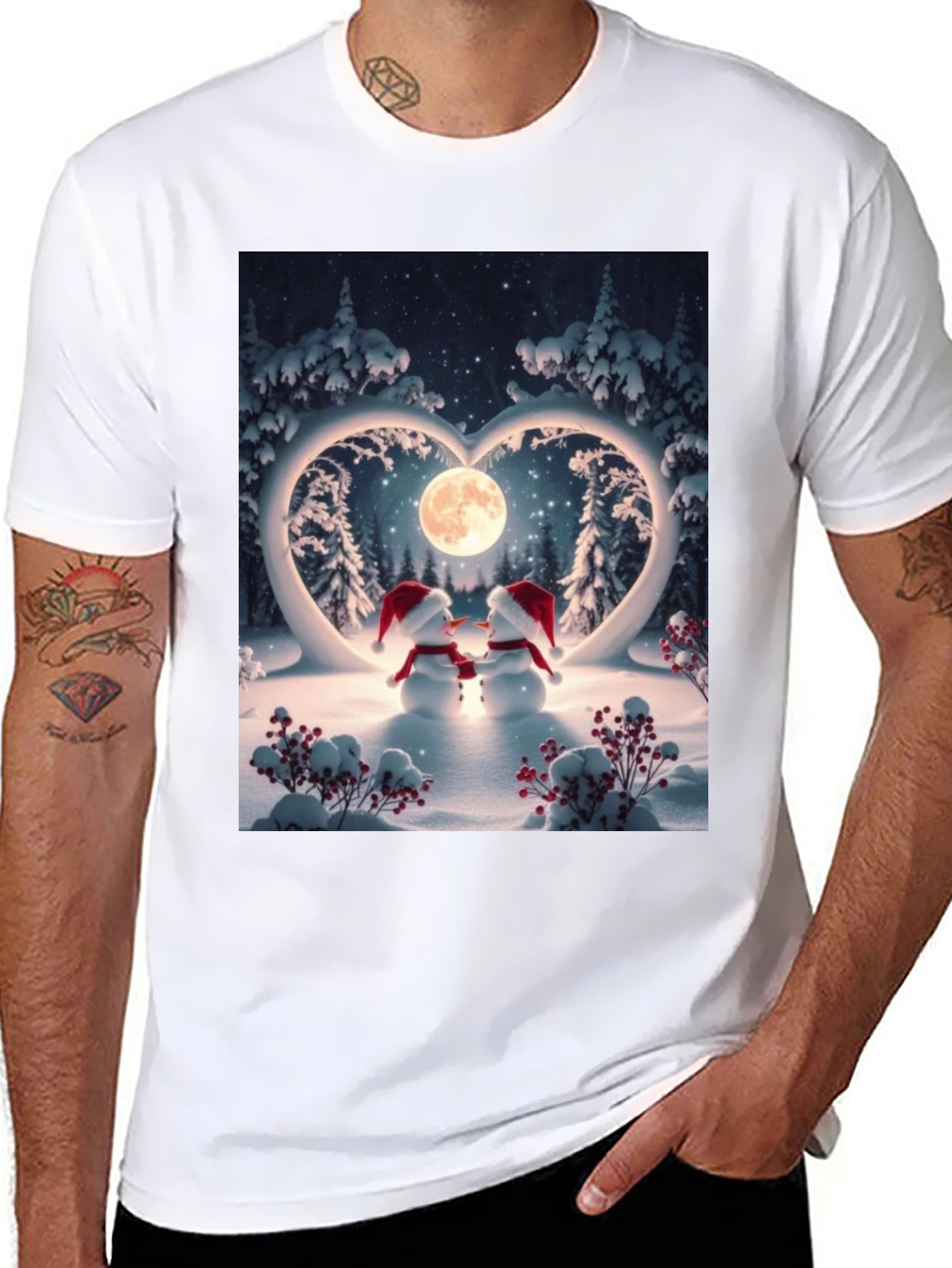 Heartwarming Snowman Couple Graphic Tee