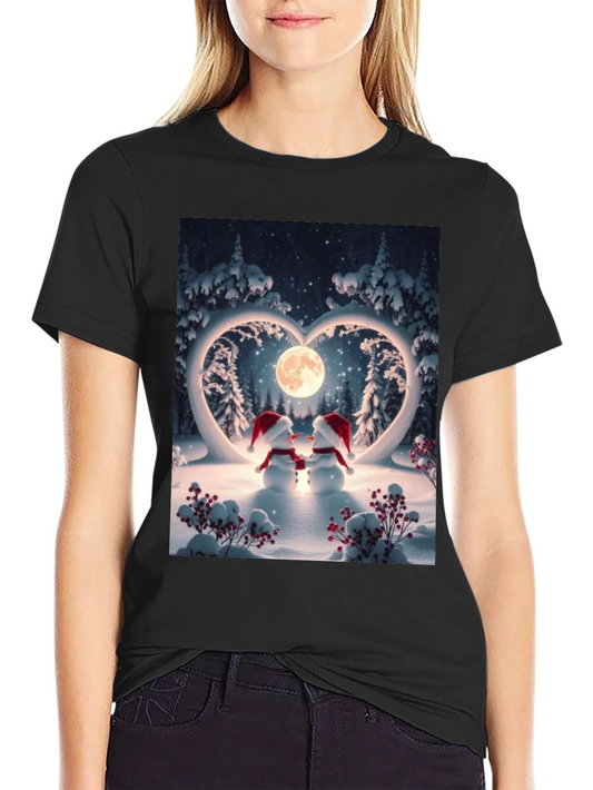 Heartwarming Snowman Couple Graphic Tee