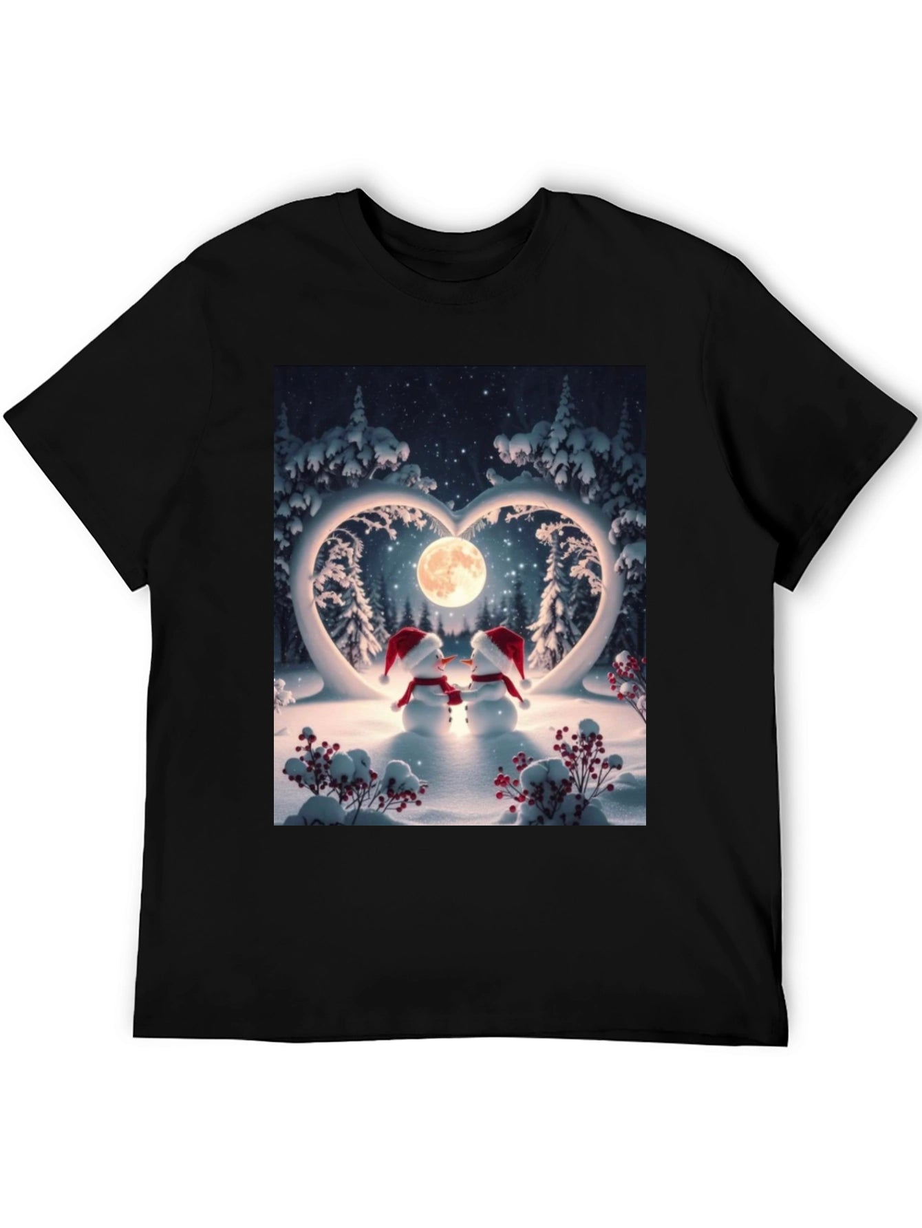 Heartwarming Snowman Couple Graphic Tee