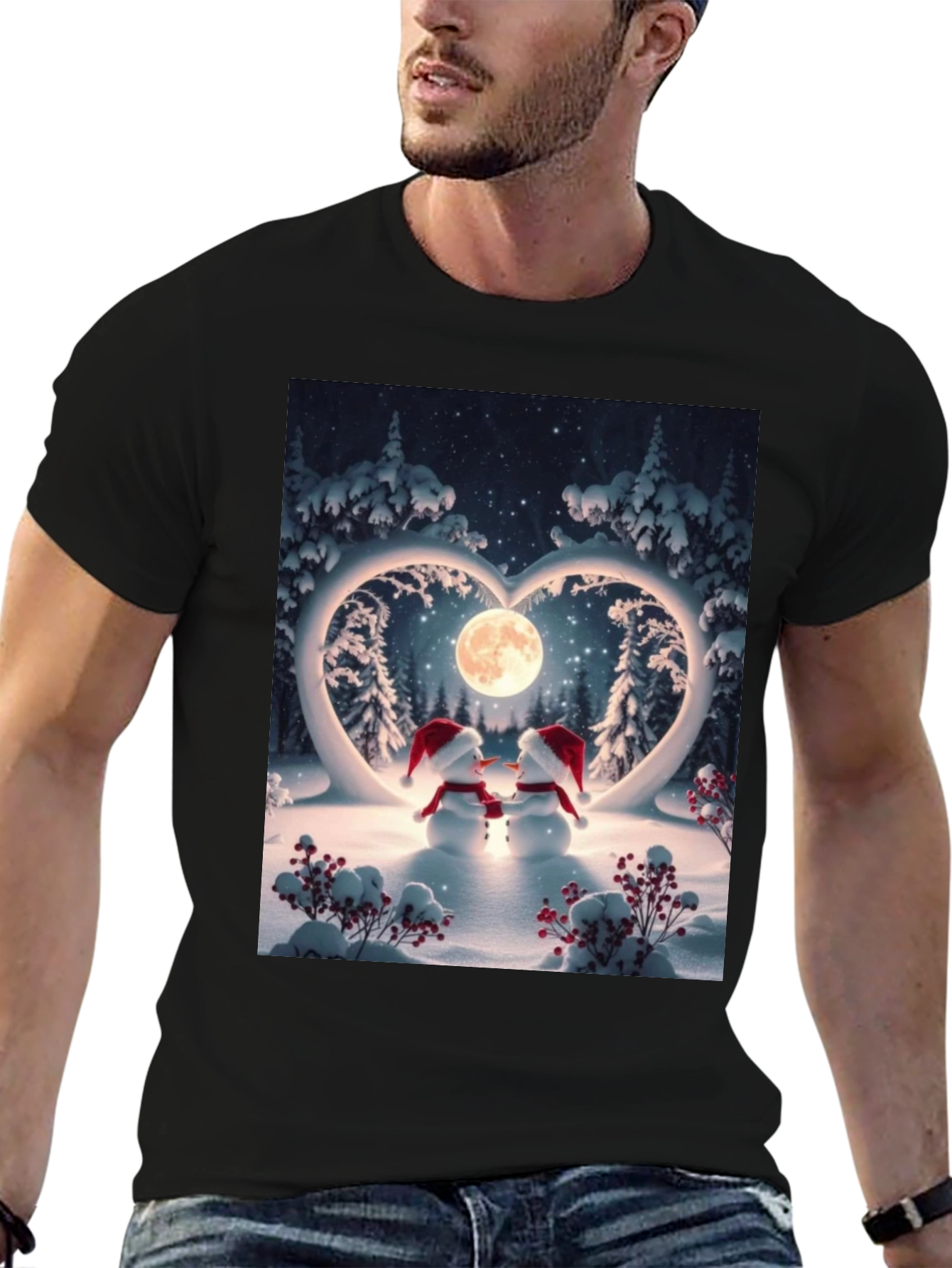 Heartwarming Snowman Couple Graphic Tee