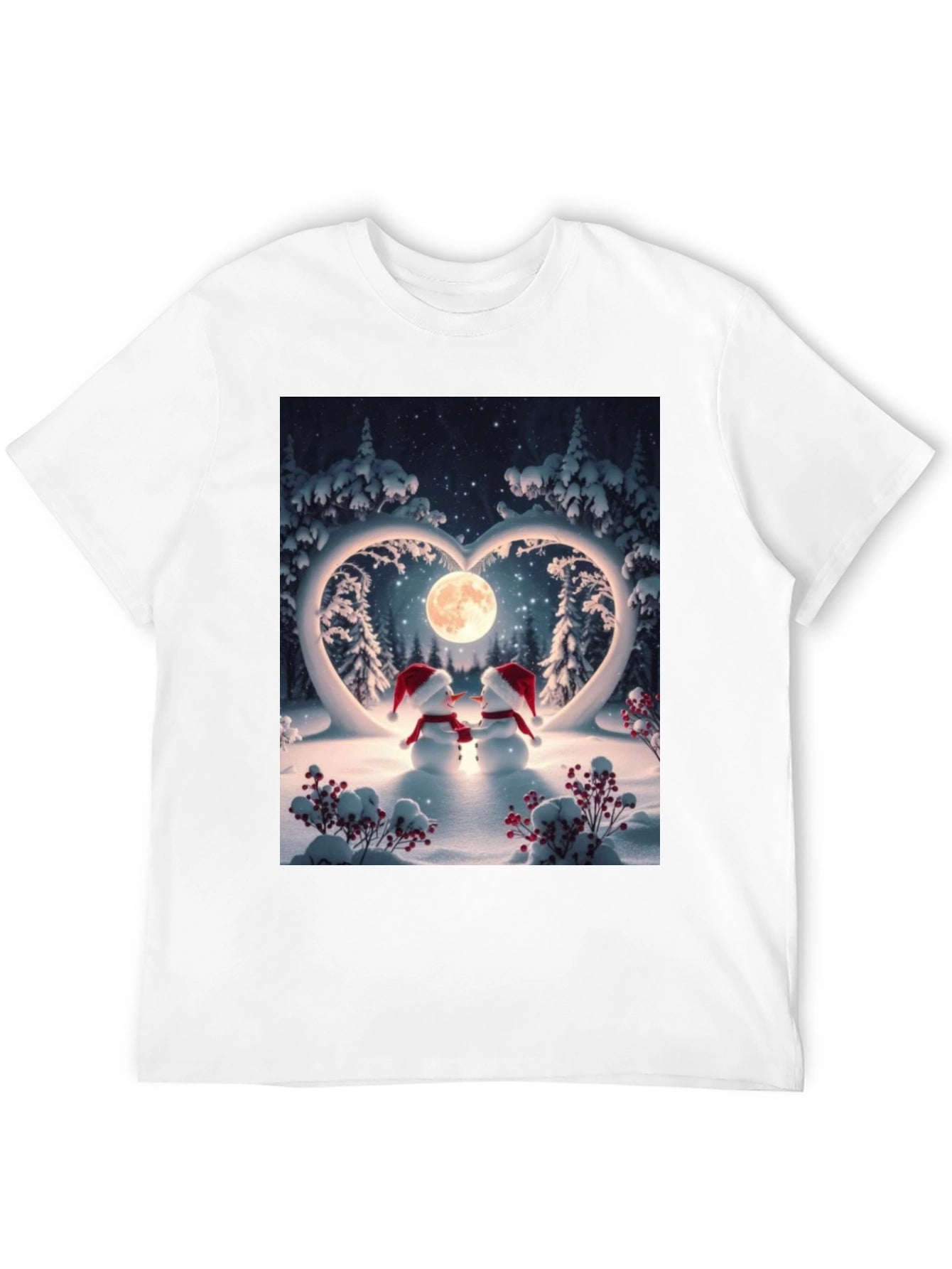 Heartwarming Snowman Couple Graphic Tee