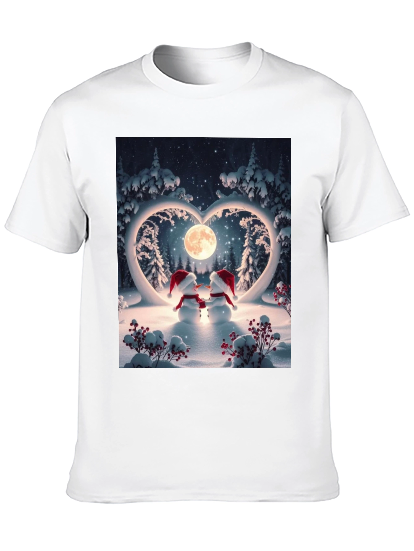 Heartwarming Snowman Couple Graphic Tee
