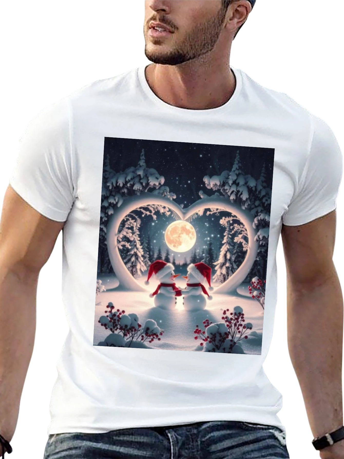 Heartwarming Snowman Couple Graphic Tee