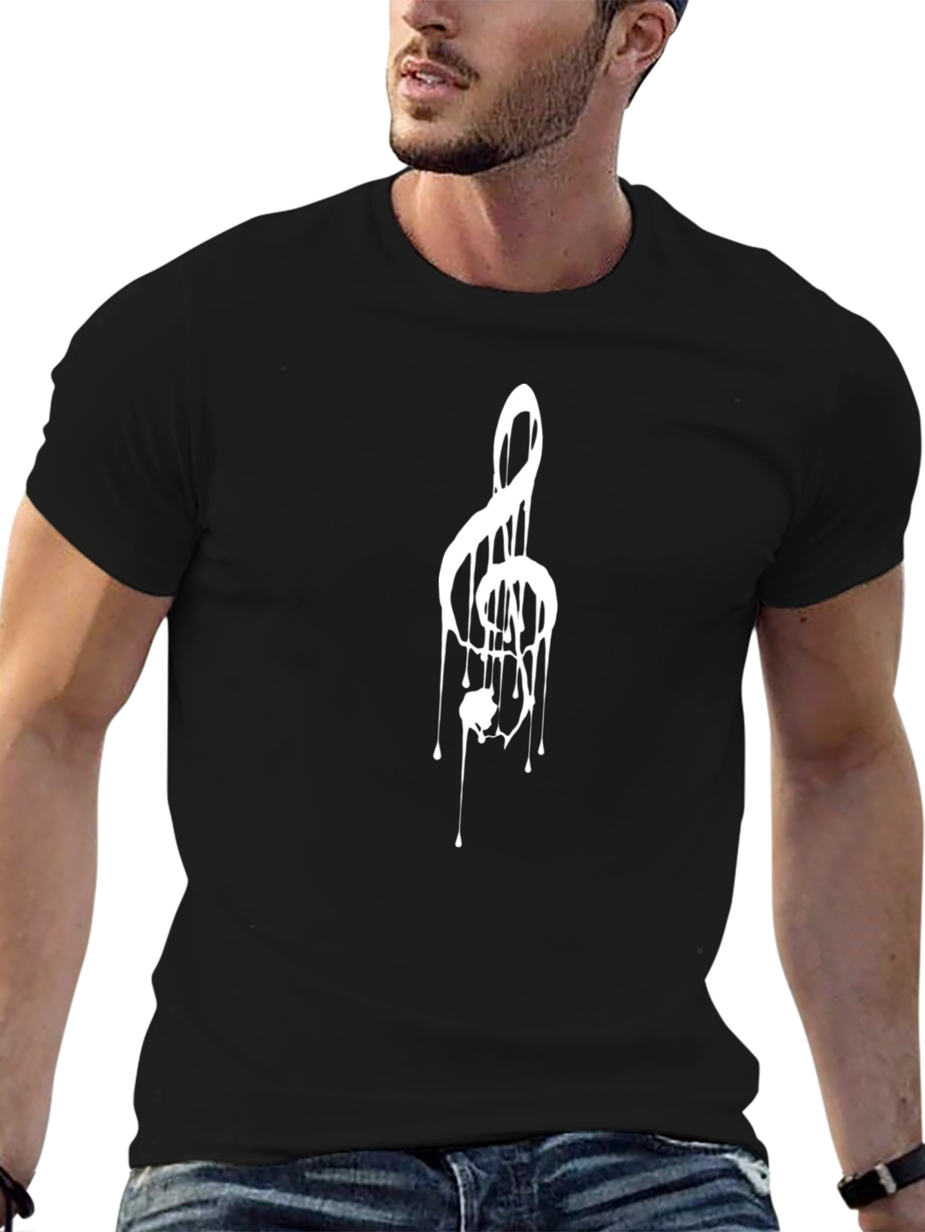 Melting Treble Clef Graphic Tee - Black