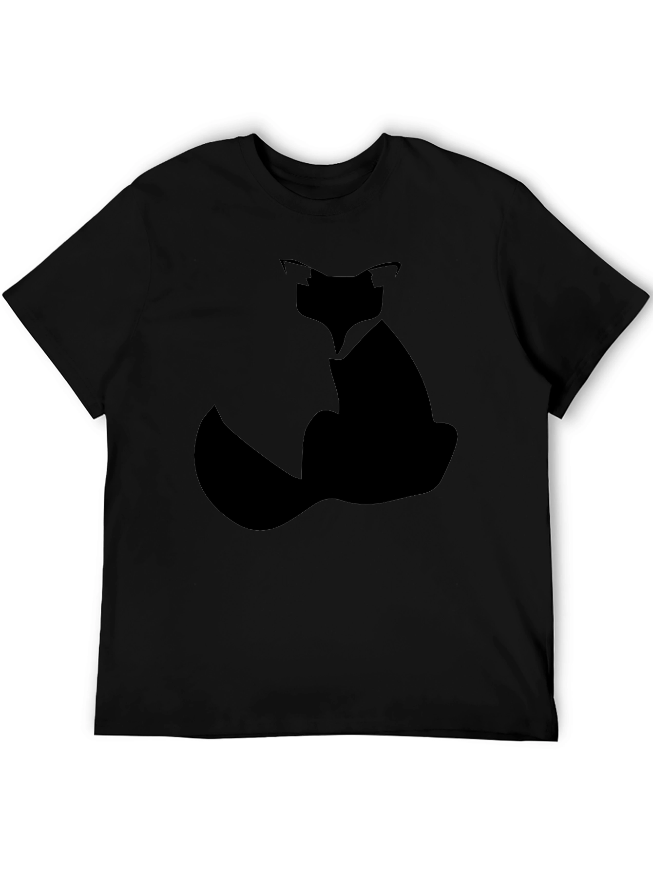 Minimalist Fox Silhouette Black Graphic T-Shirt