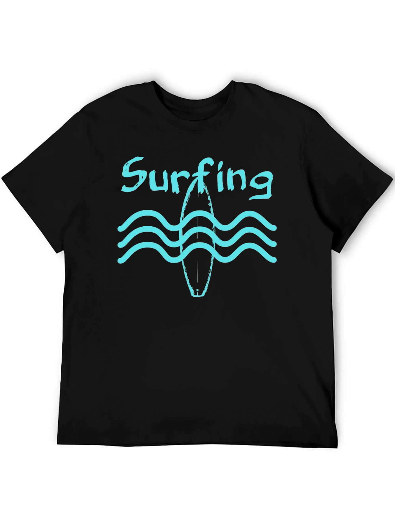 Surfing Waves Black T-Shirt Cool Beach Tee