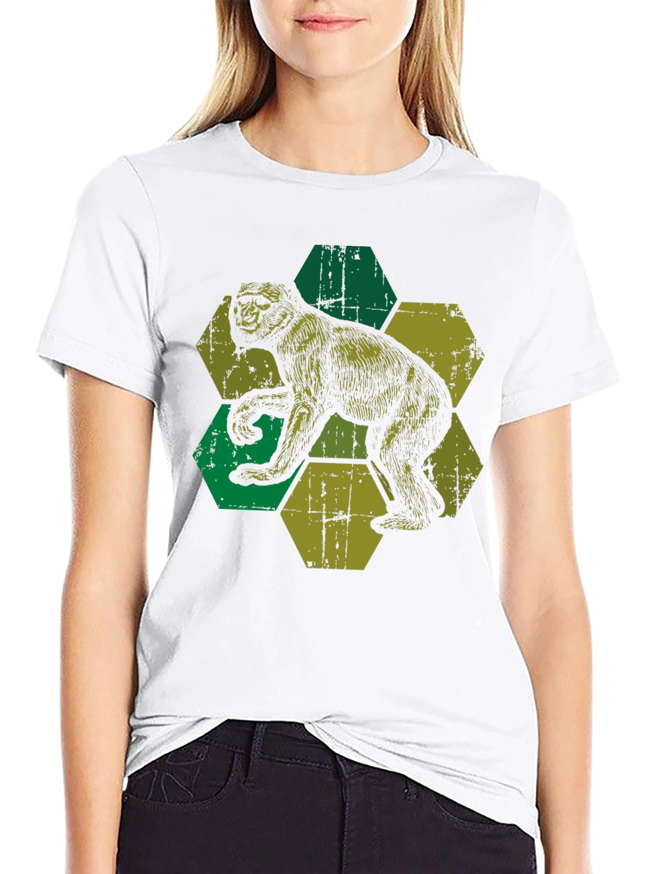 Retro Monkey Hexagon Graphic Tee
