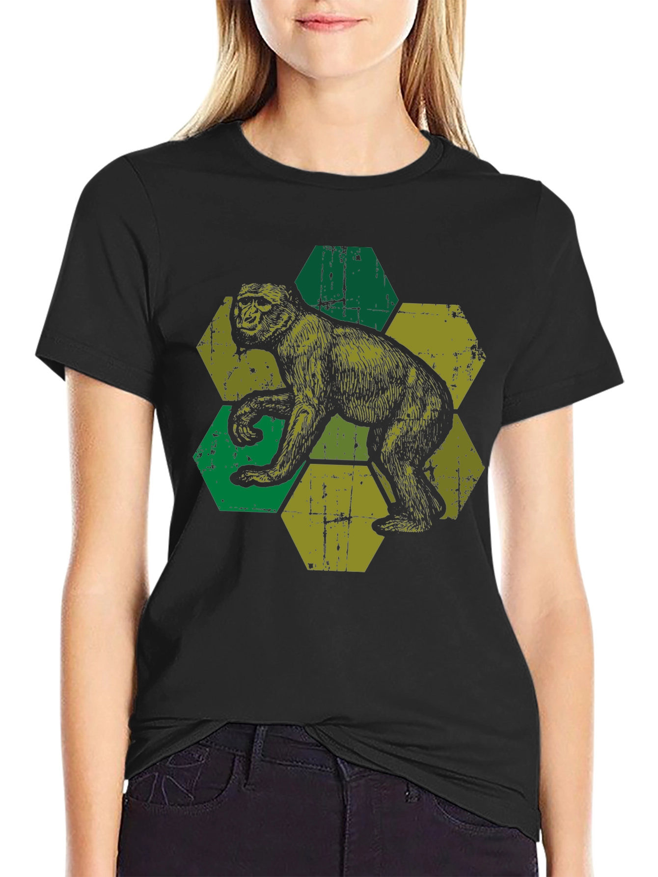 Retro Monkey Hexagon Graphic Tee
