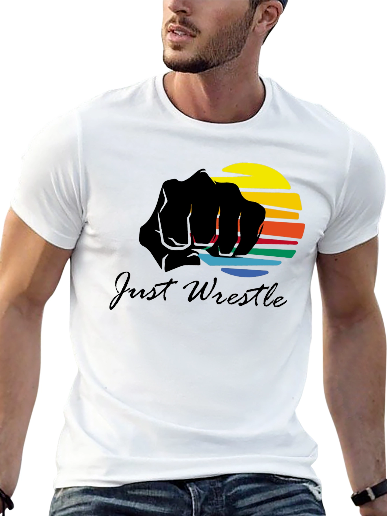 Just Wrestle Black Graphic Tee