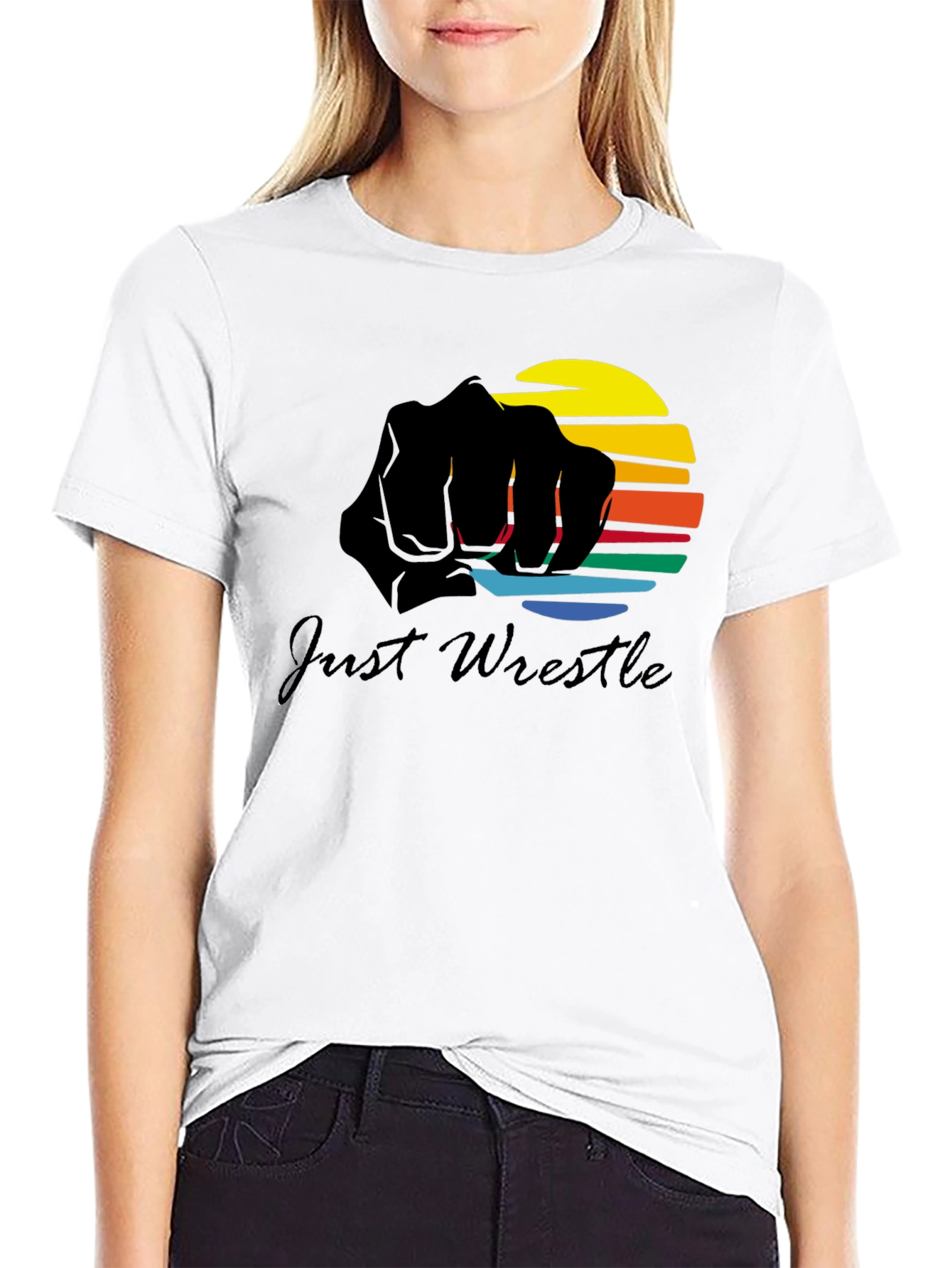 Just Wrestle Black Graphic Tee