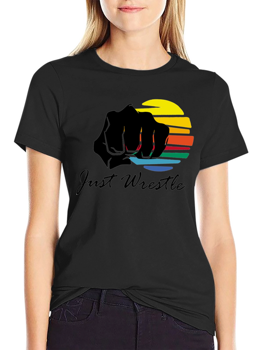 Just Wrestle Black Graphic Tee