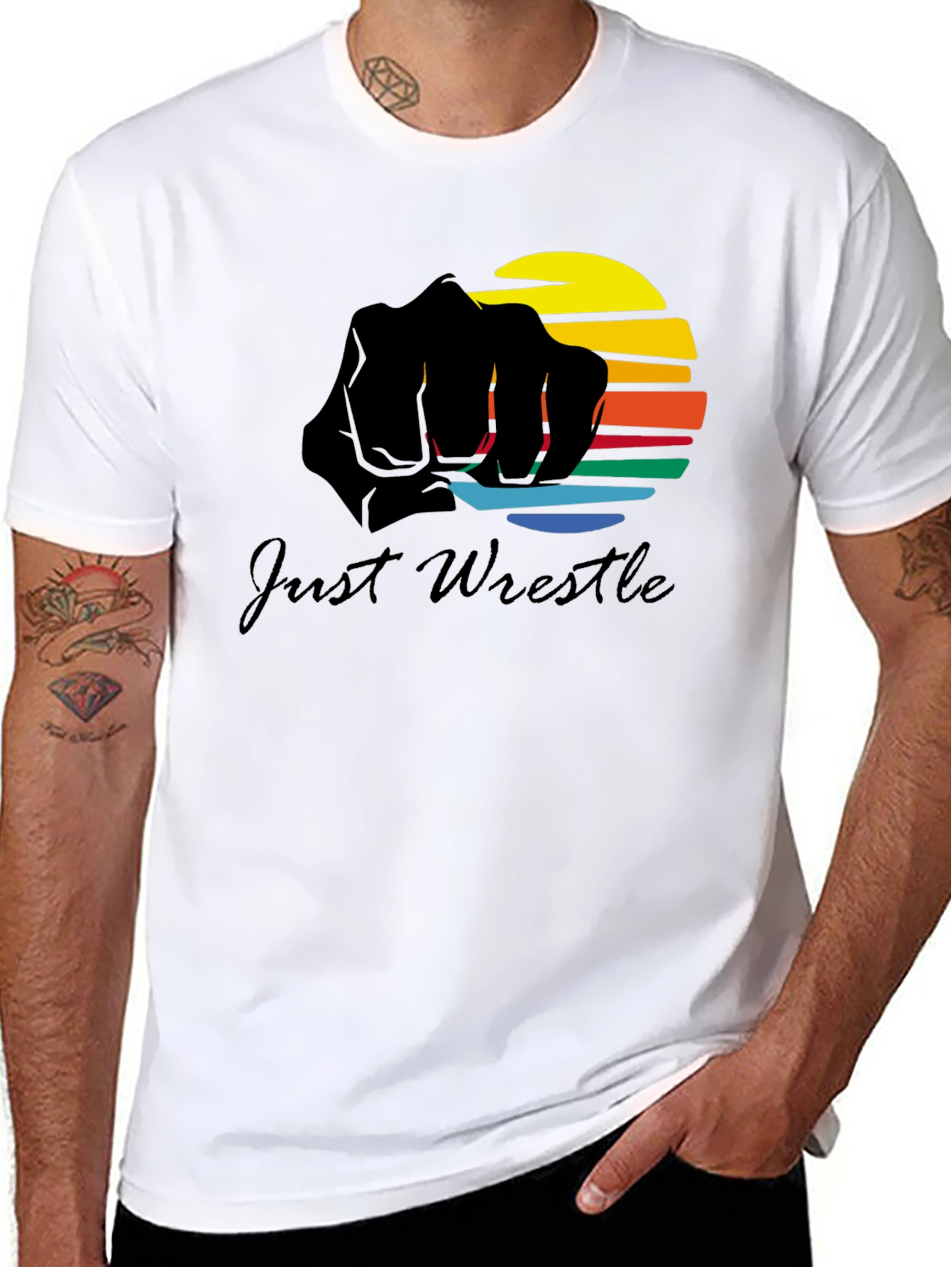 Just Wrestle Black Graphic Tee