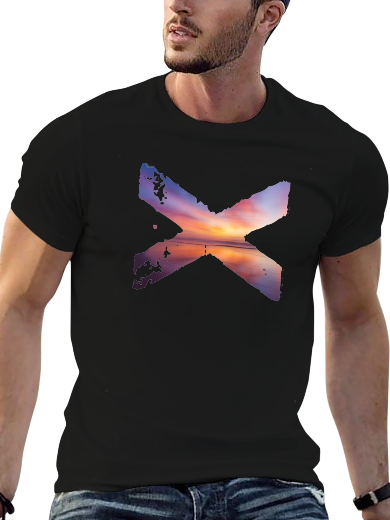 Sunset X Graphic Print Crew Neck T-Shirt