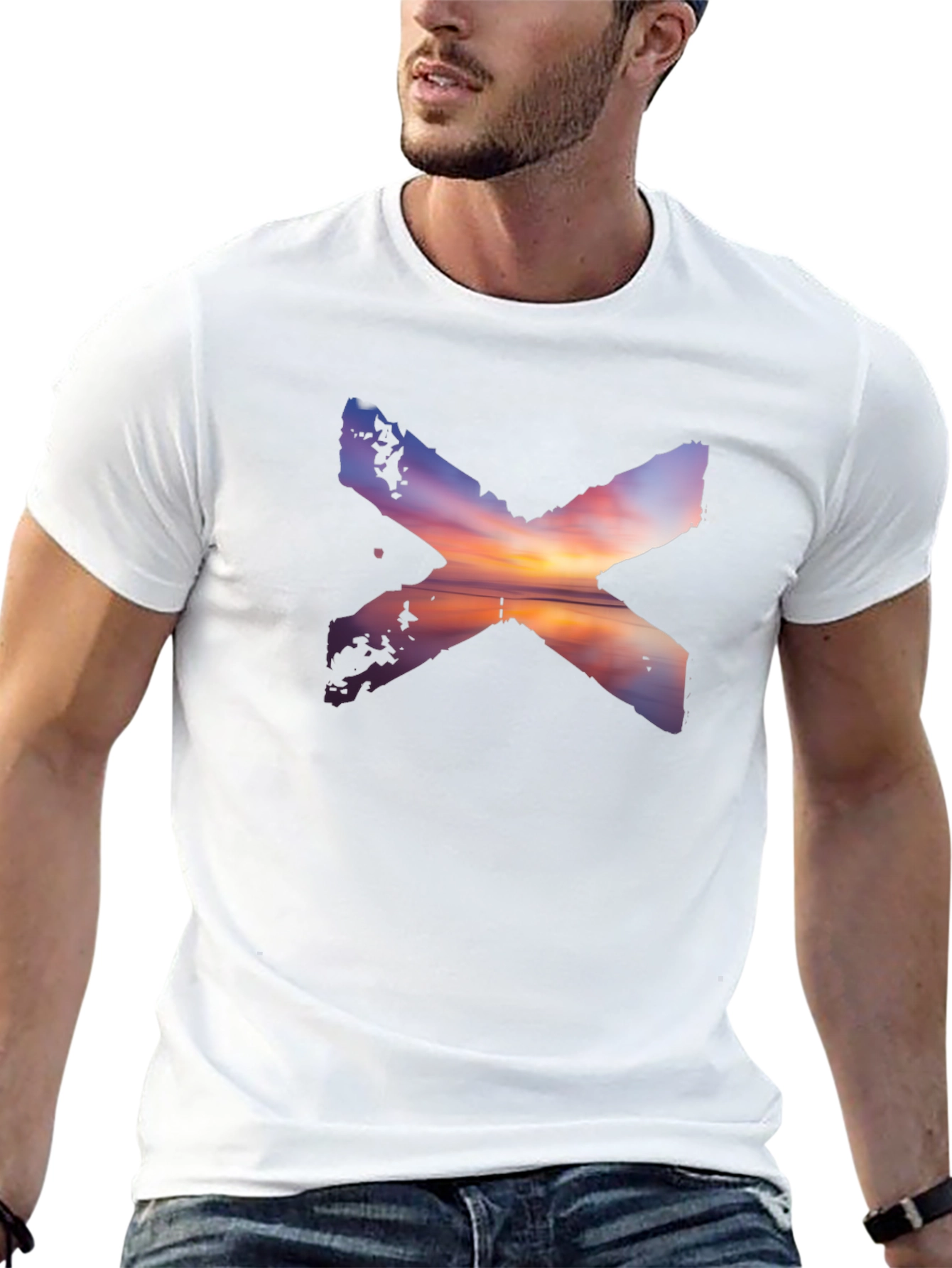 Sunset X Graphic Print Crew Neck T-Shirt