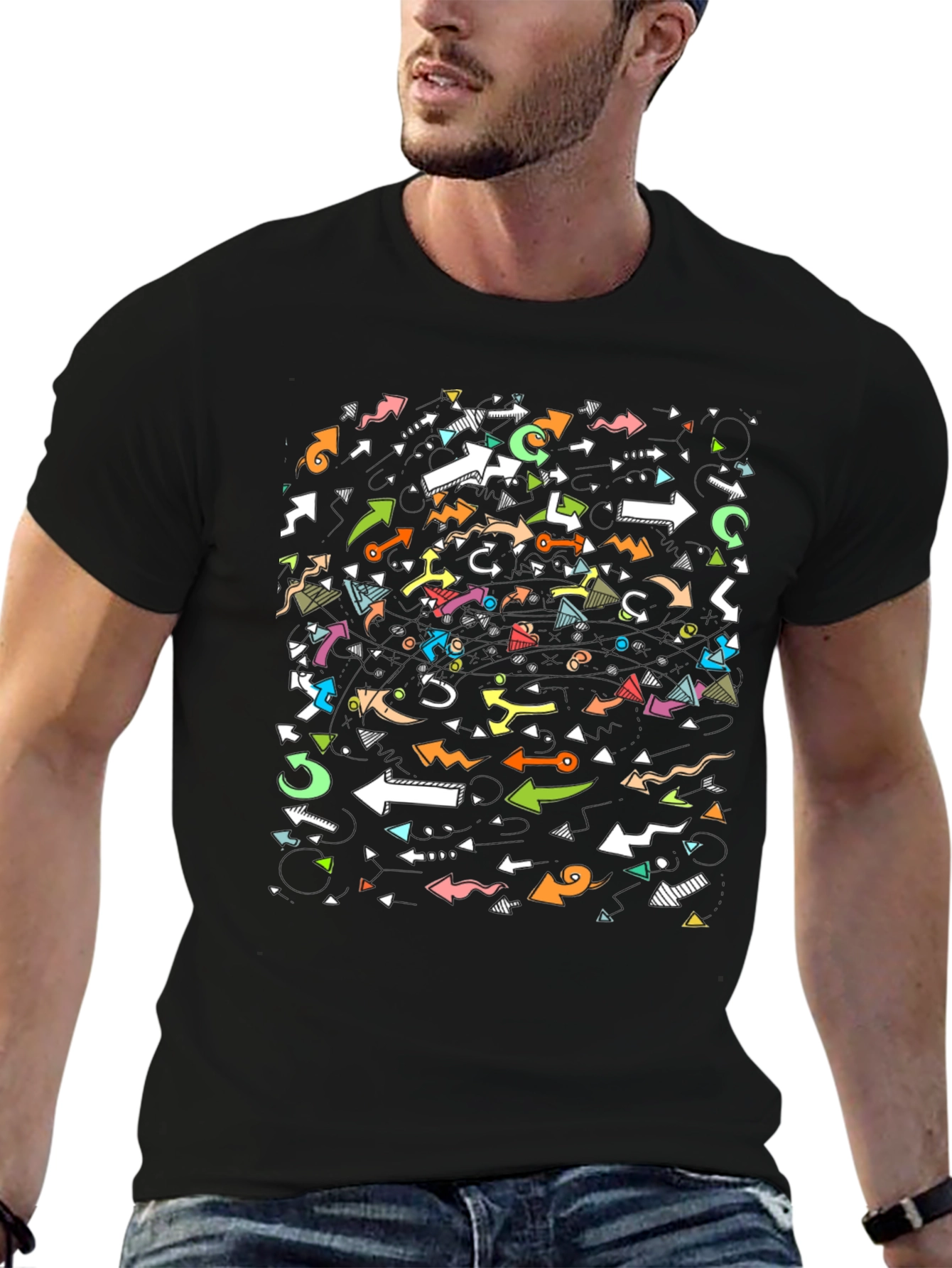 Arrow Pattern Black T-Shirt - Stylish Casual Wear