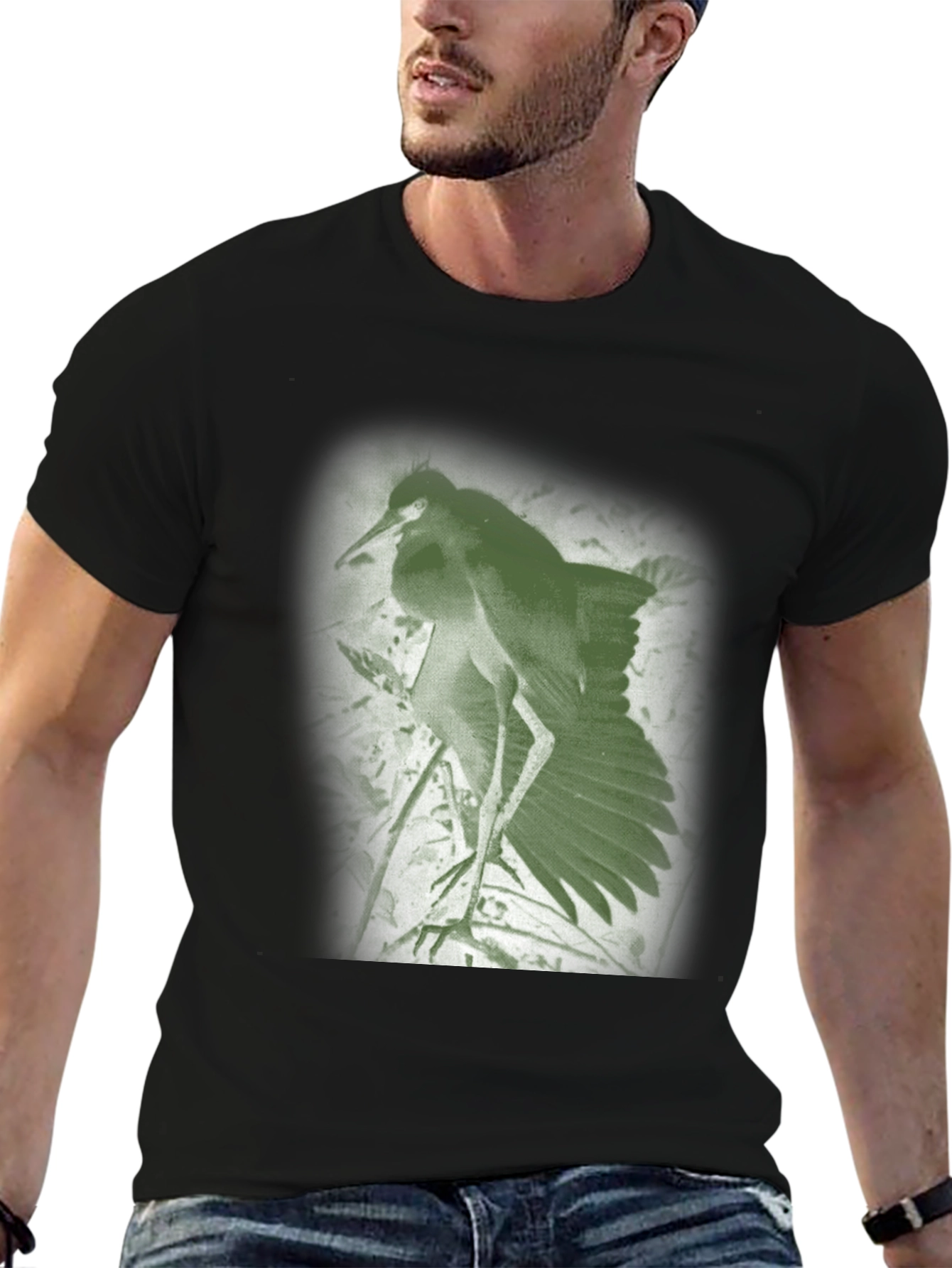 Green Heron Graphic Tee - Nature Inspired
