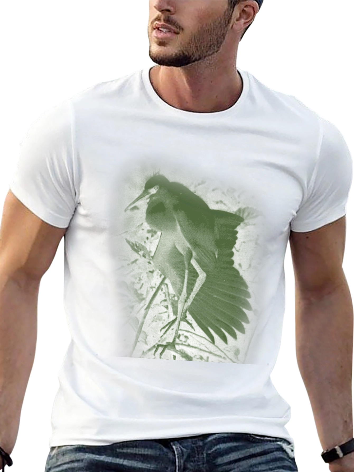 Green Heron Graphic Tee - Nature Inspired