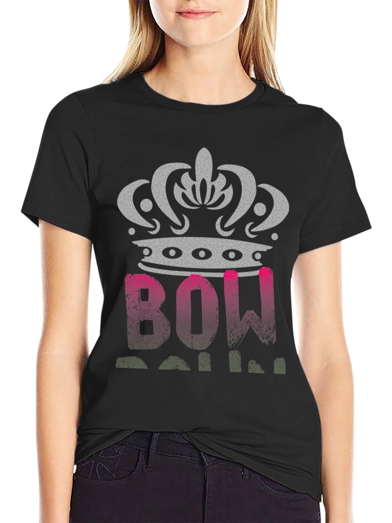 Bow Down Crown Tee - Stylish Graphic T-Shirt
