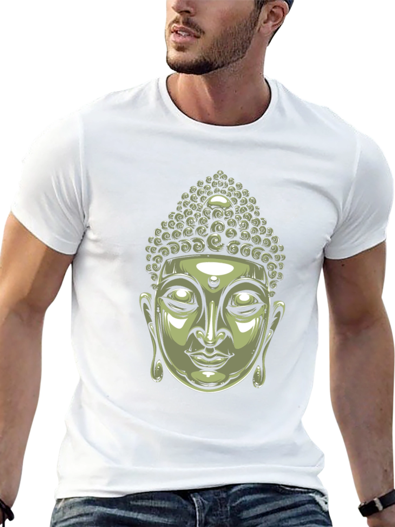 Buddha Head Graphic Black T-Shirt