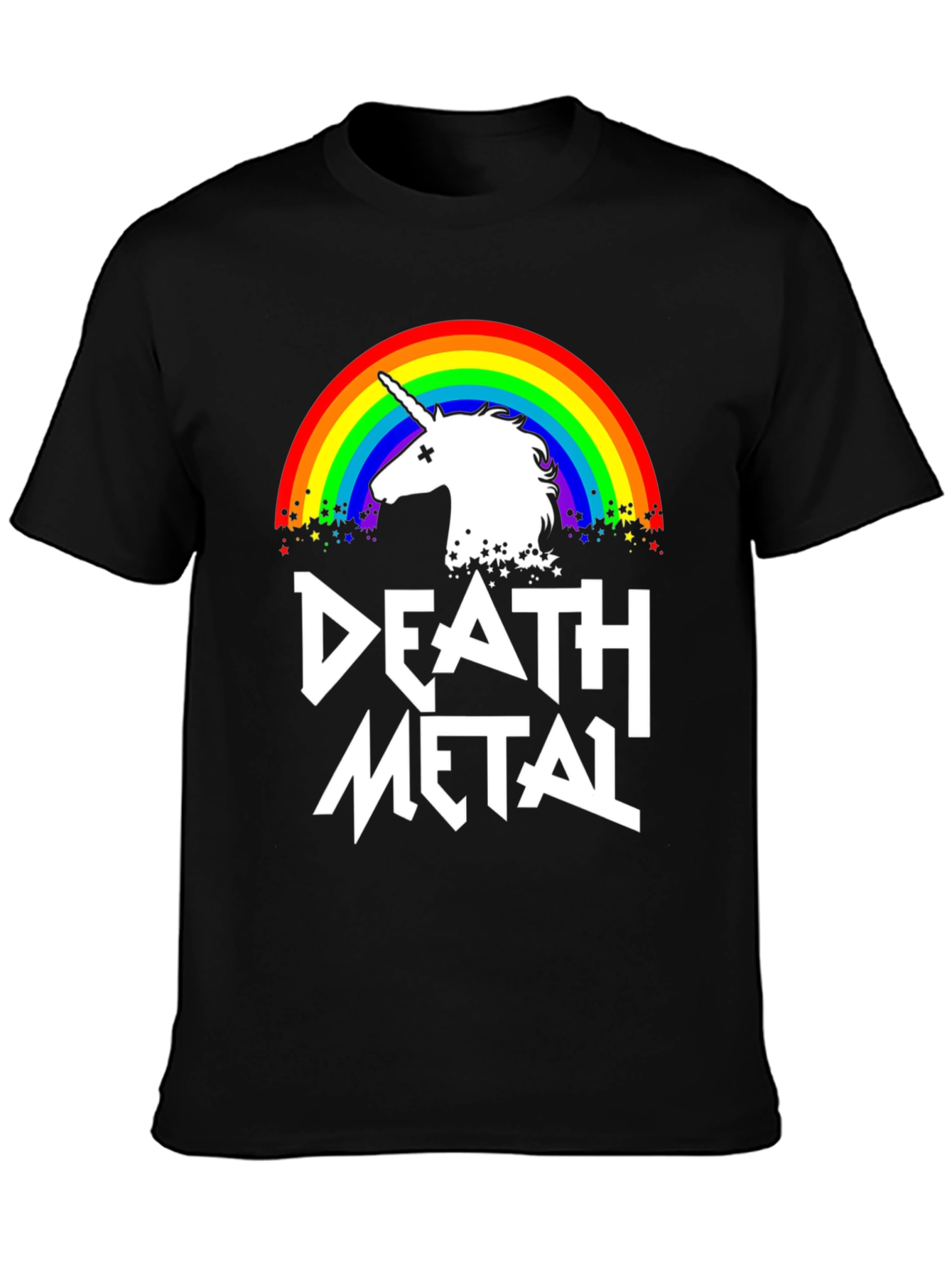 Death Metal Rainbow Unicorn Graphic Tee