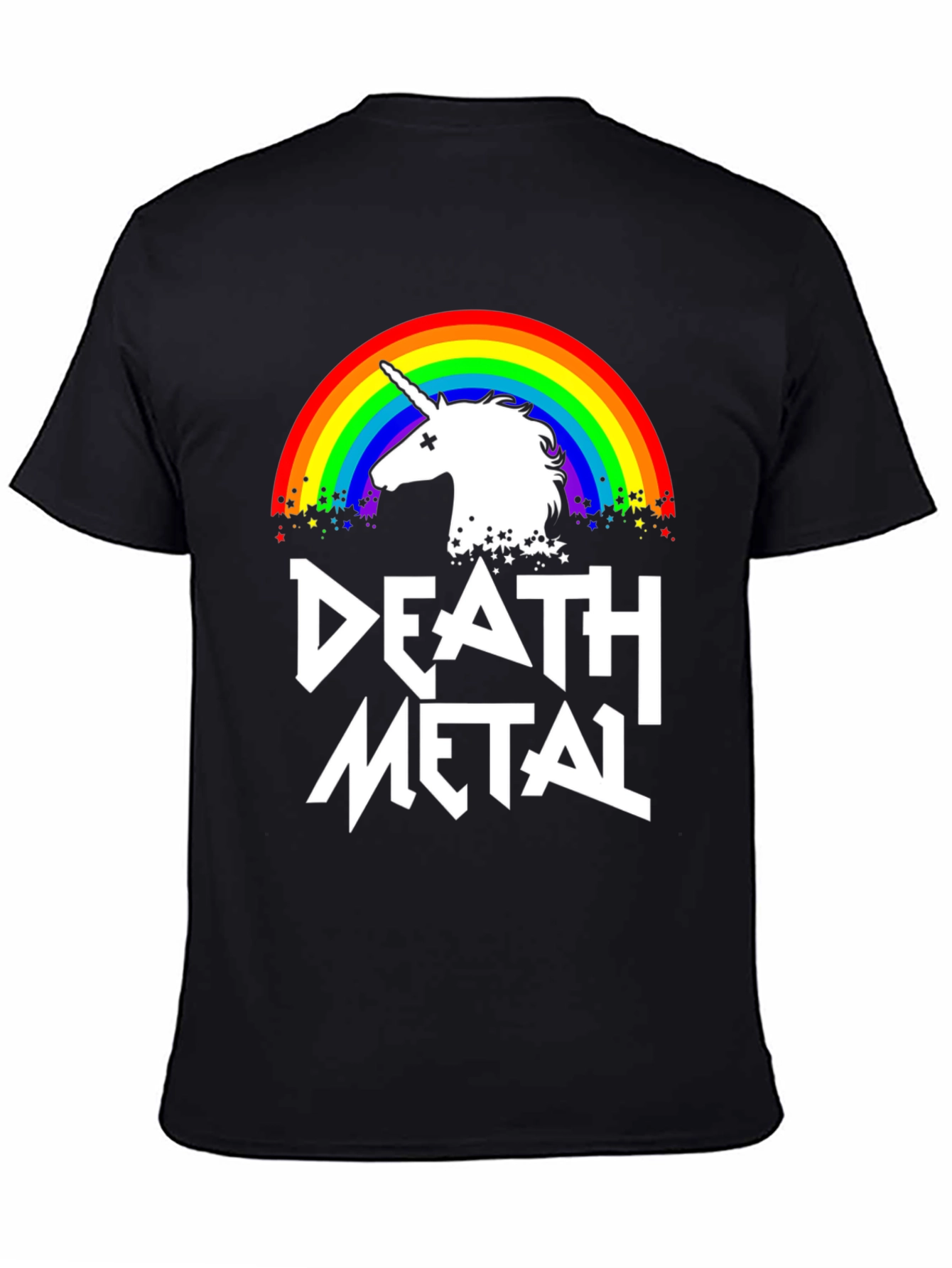 Death Metal Rainbow Unicorn Graphic Tee