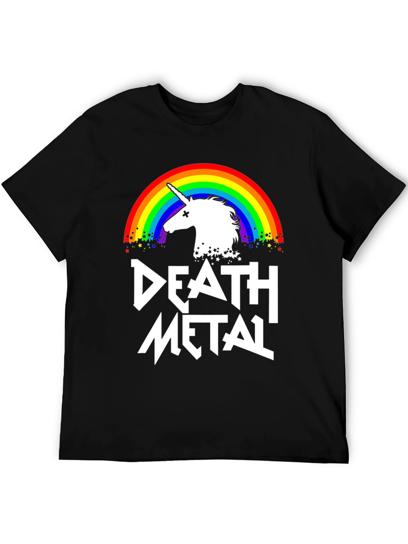 Death Metal Rainbow Unicorn Graphic Tee