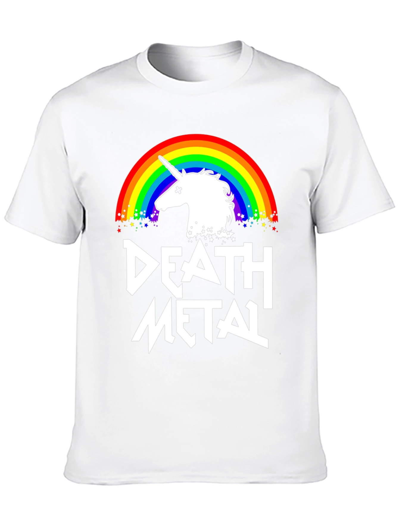 Death Metal Rainbow Unicorn Graphic Tee