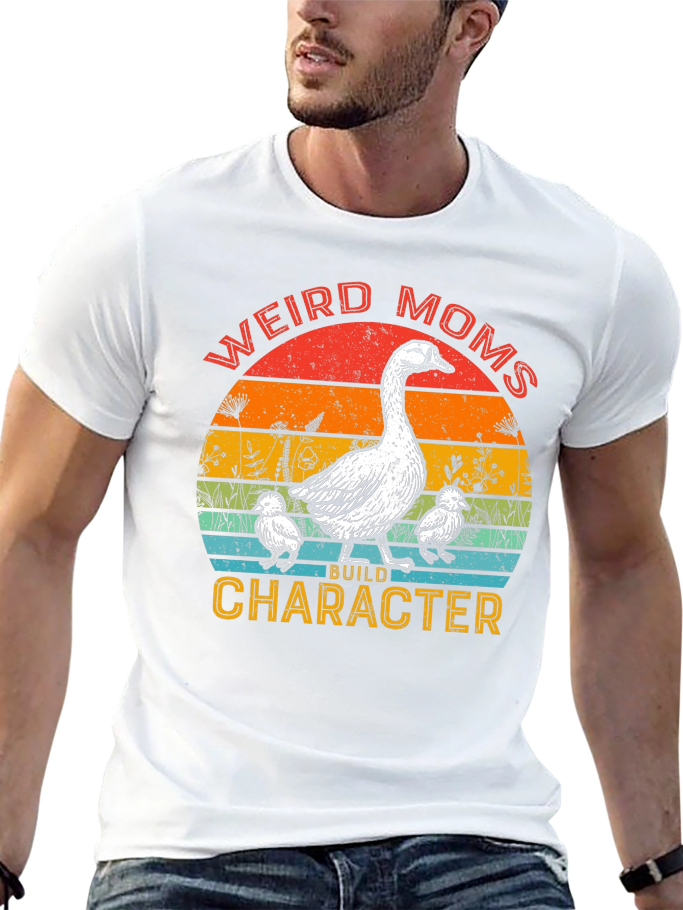 Weird Moms Build Character Goose T-Shirt