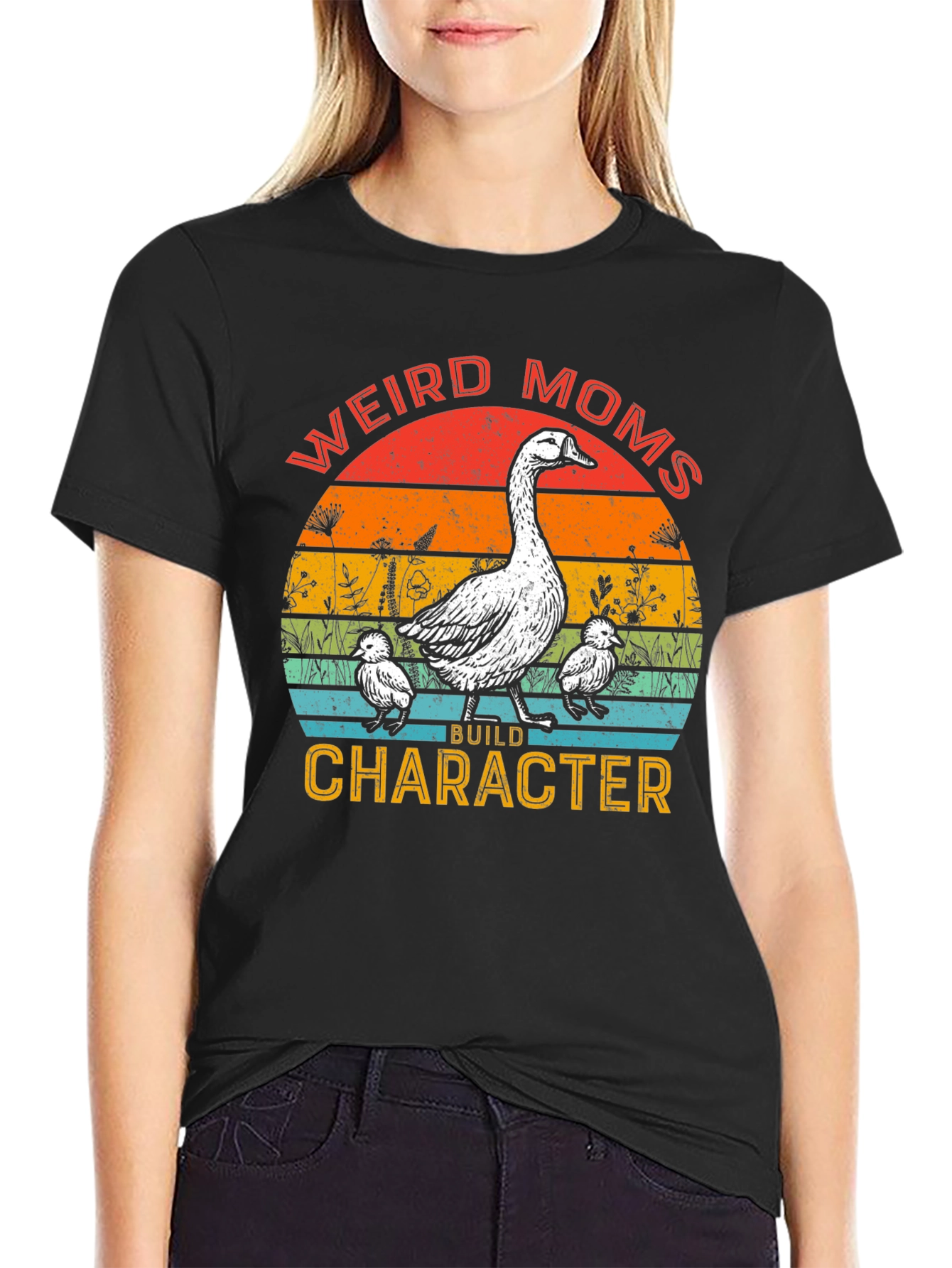 Weird Moms Build Character Goose T-Shirt