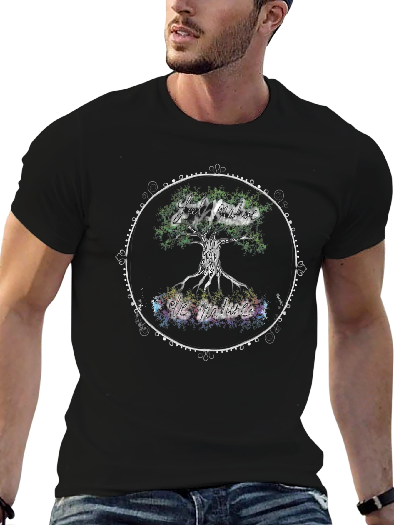 Nature Vibes Black T-Shirt - Tree of Life Design