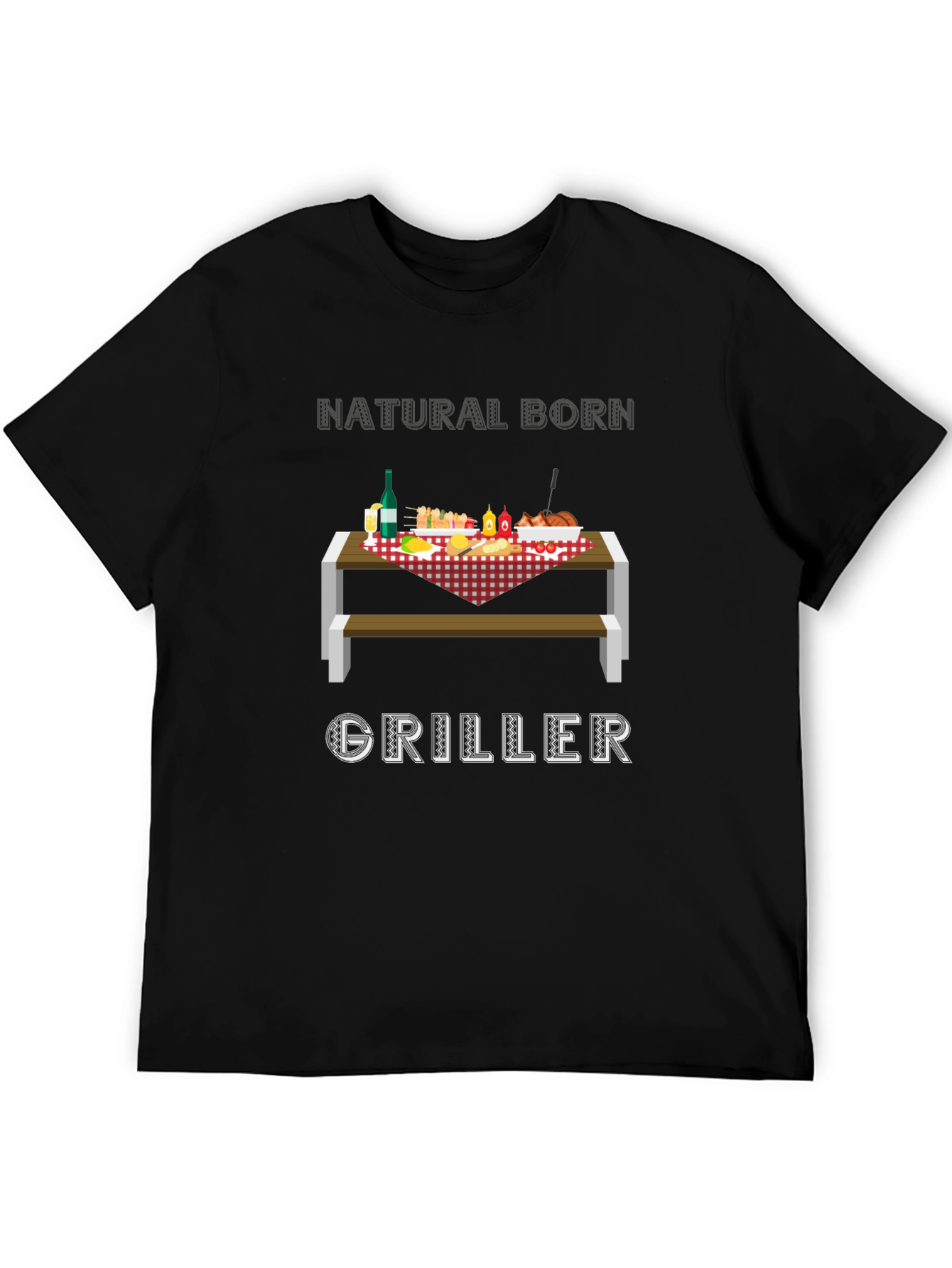 Natural Born Griller T-Shirt - BBQ Picnic Design