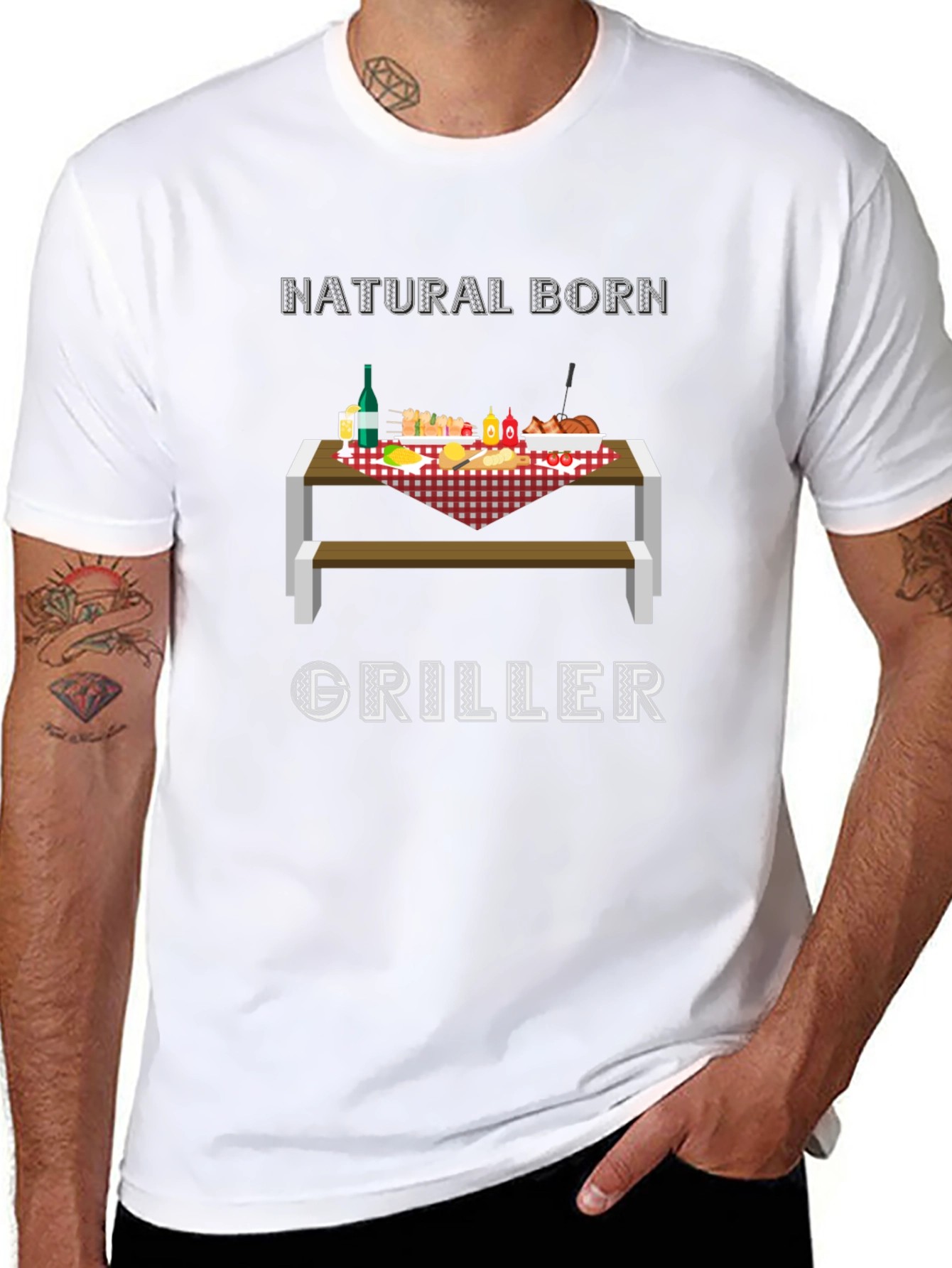 Natural Born Griller T-Shirt - BBQ Picnic Design