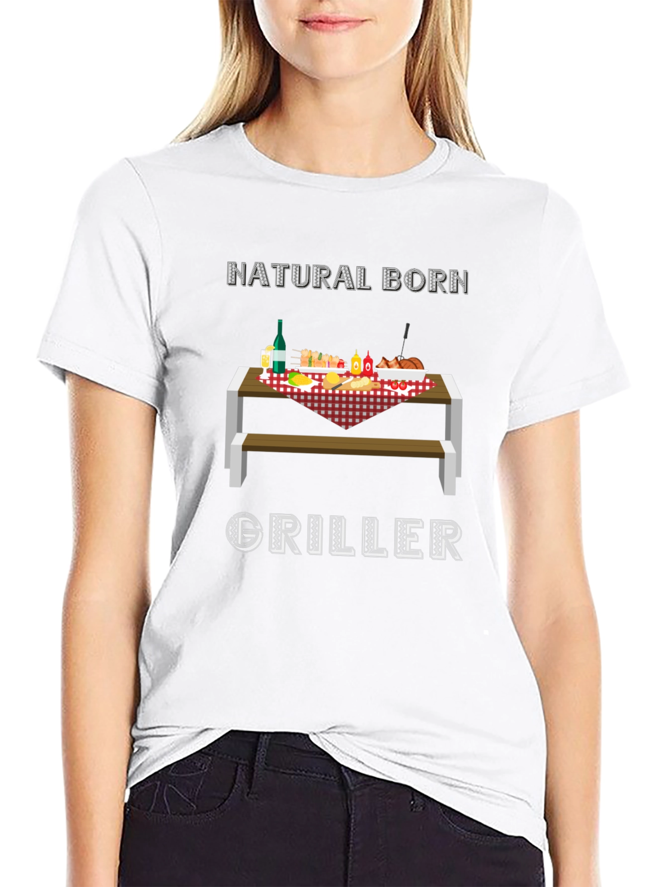 Natural Born Griller T-Shirt - BBQ Picnic Design