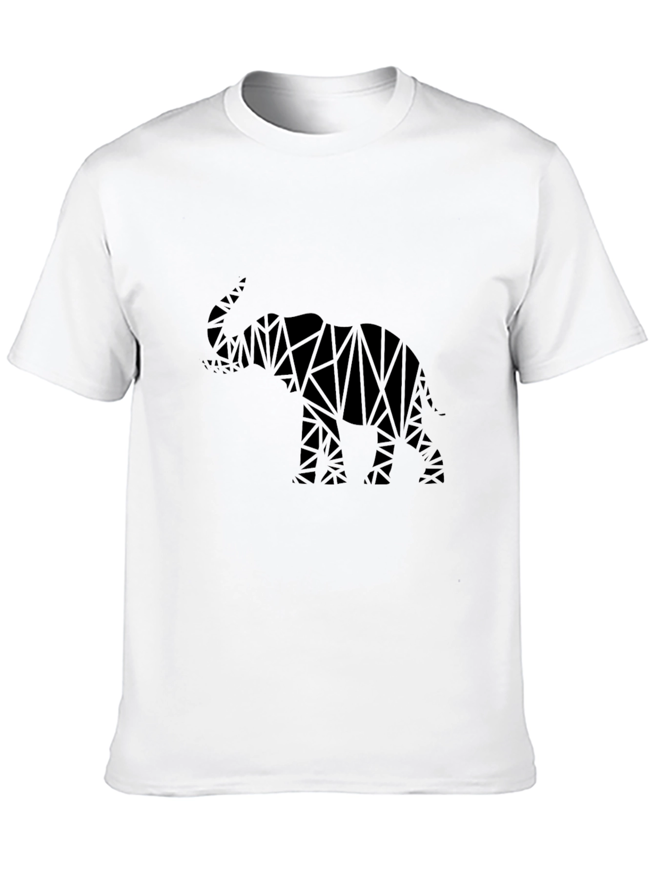 Geometric Elephant Graphic Tee - Modern Black T-Shirt