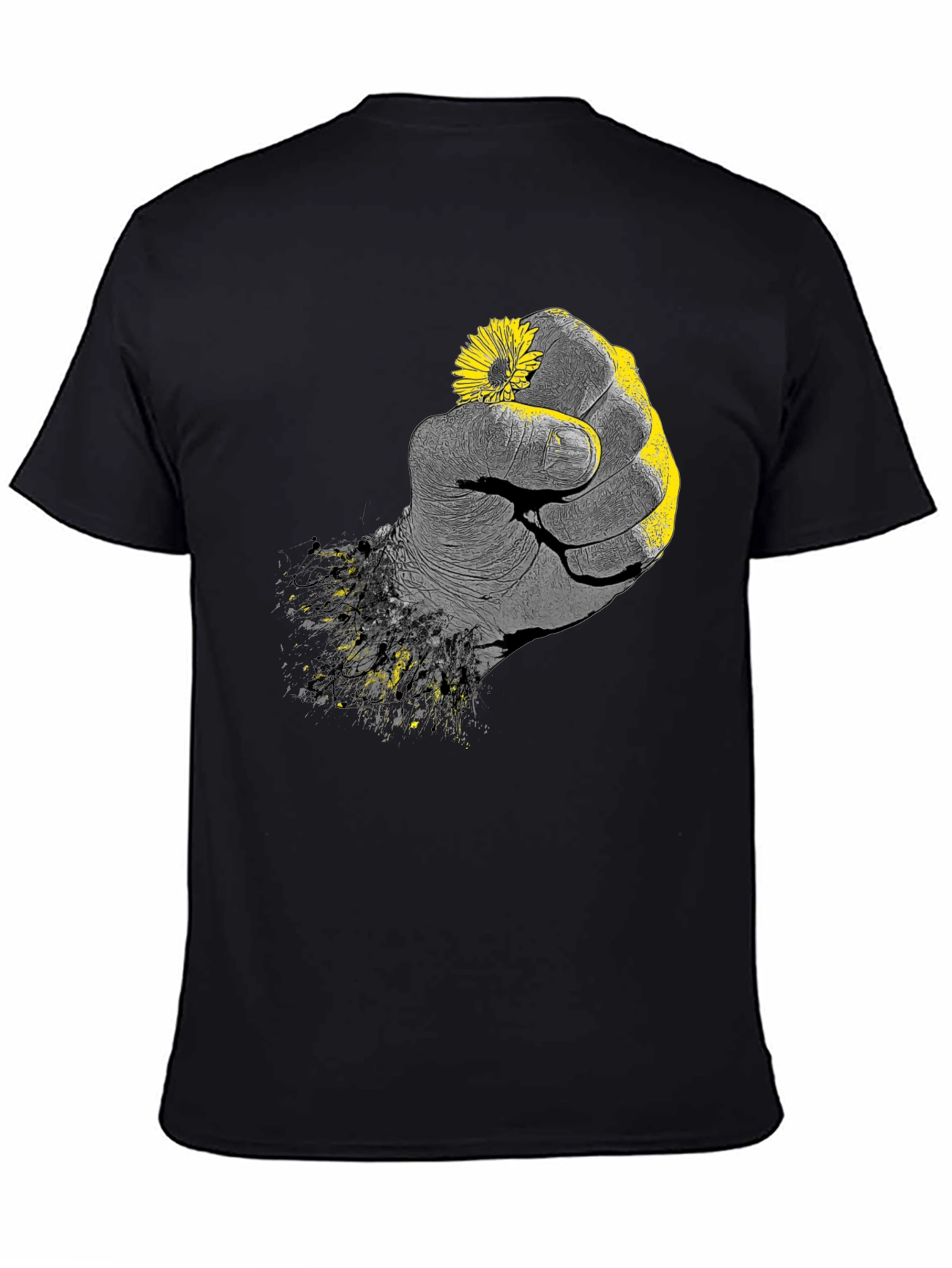 Fist Holding Flower Graphic Tee - Black