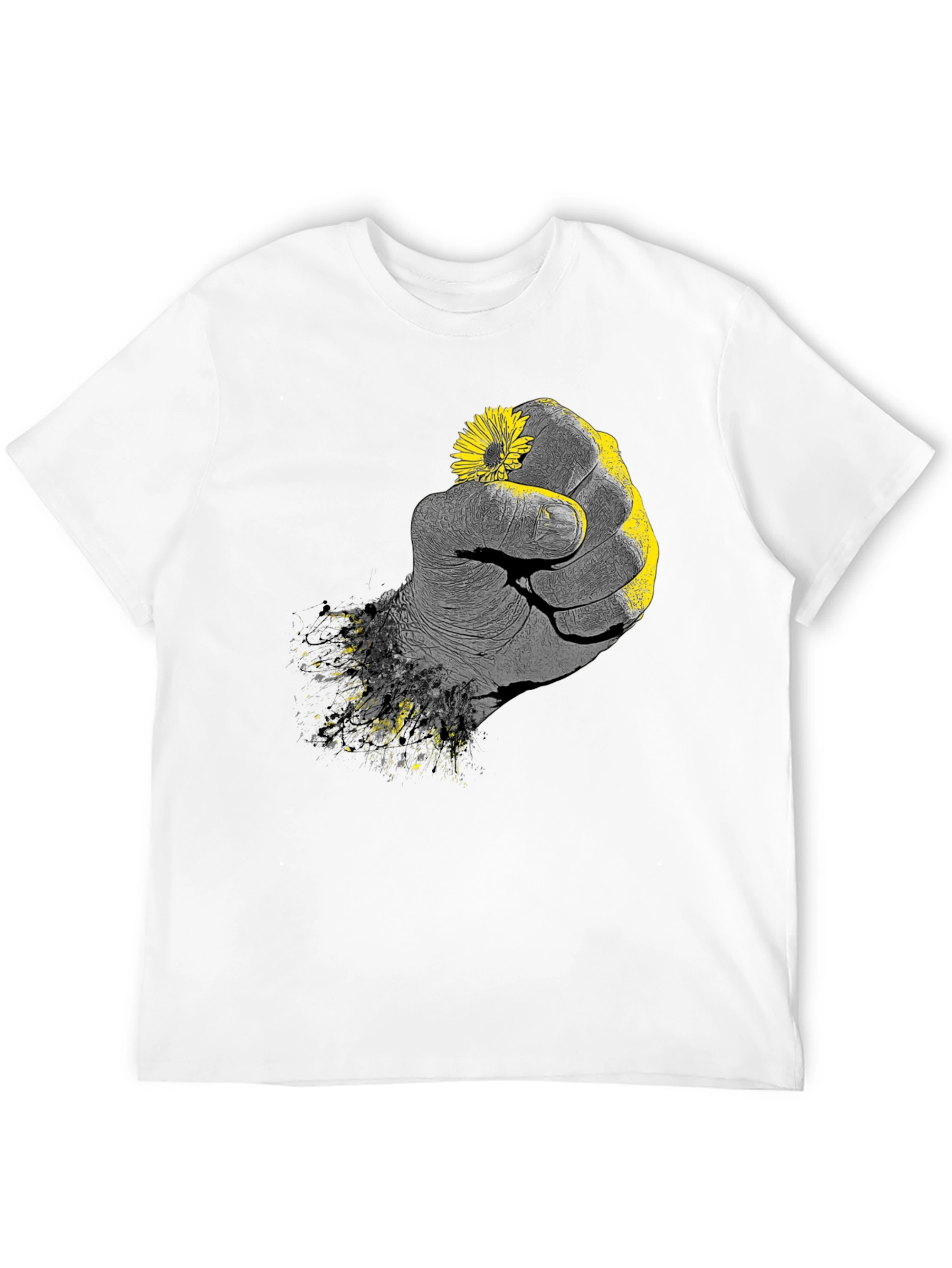 Fist Holding Flower Graphic Tee - Black