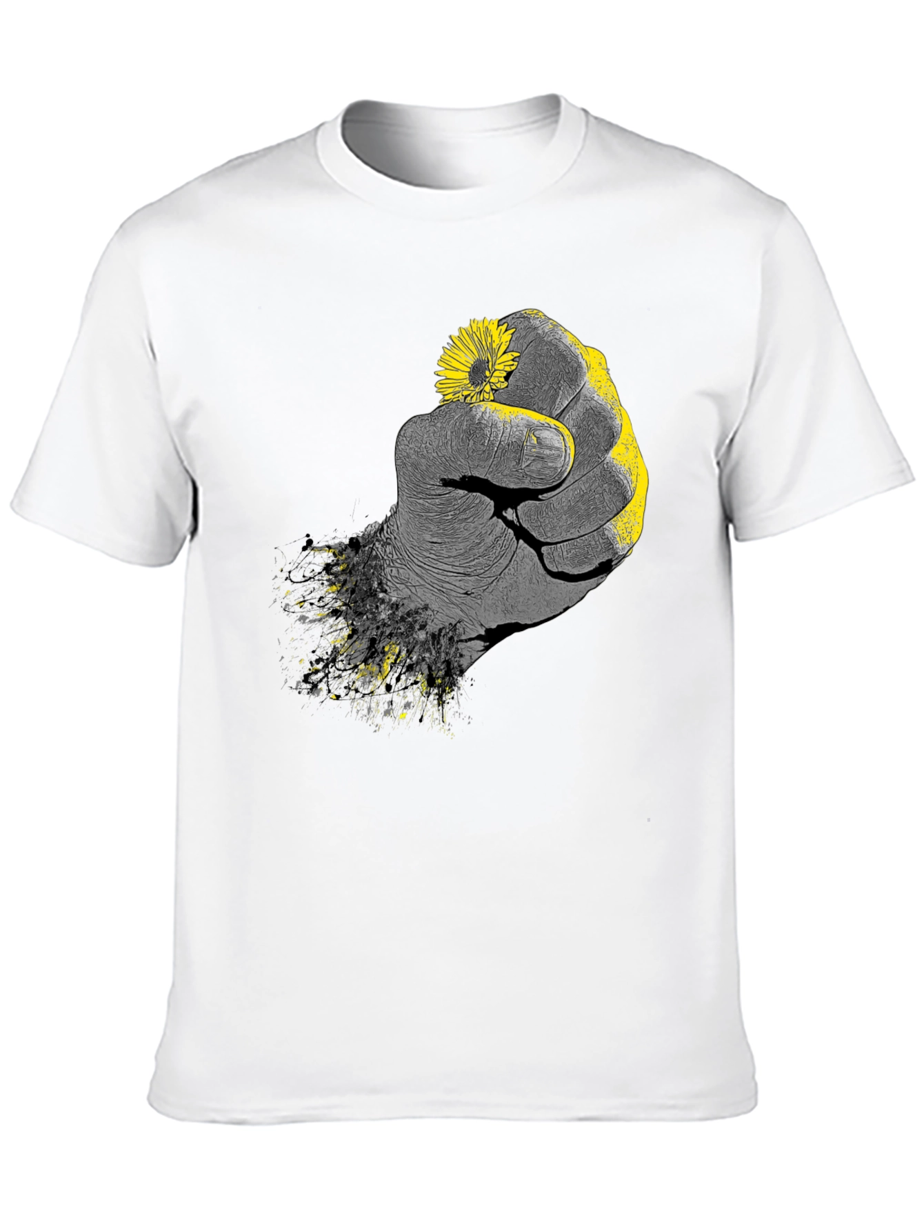 Fist Holding Flower Graphic Tee - Black