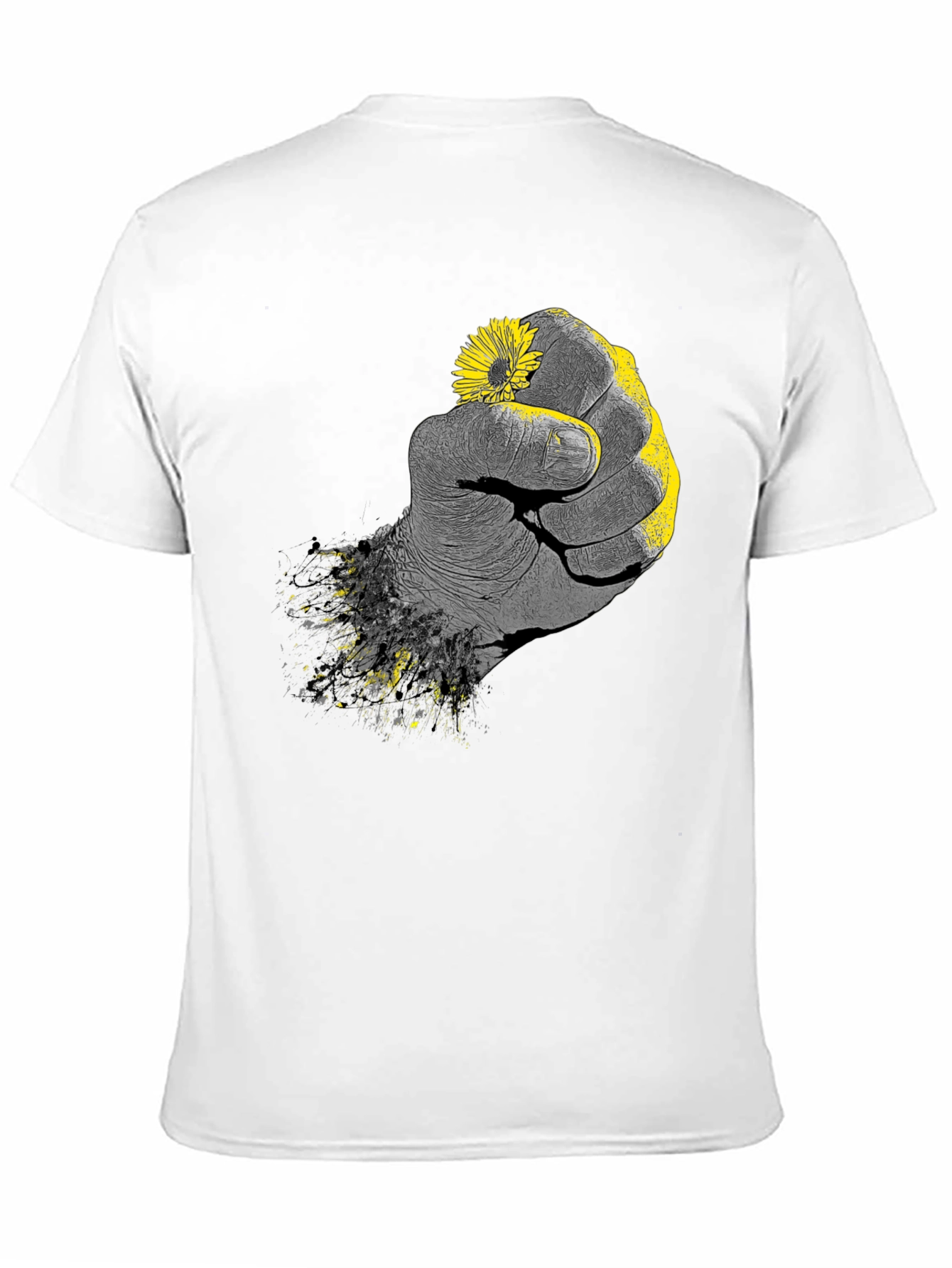 Fist Holding Flower Graphic Tee - Black