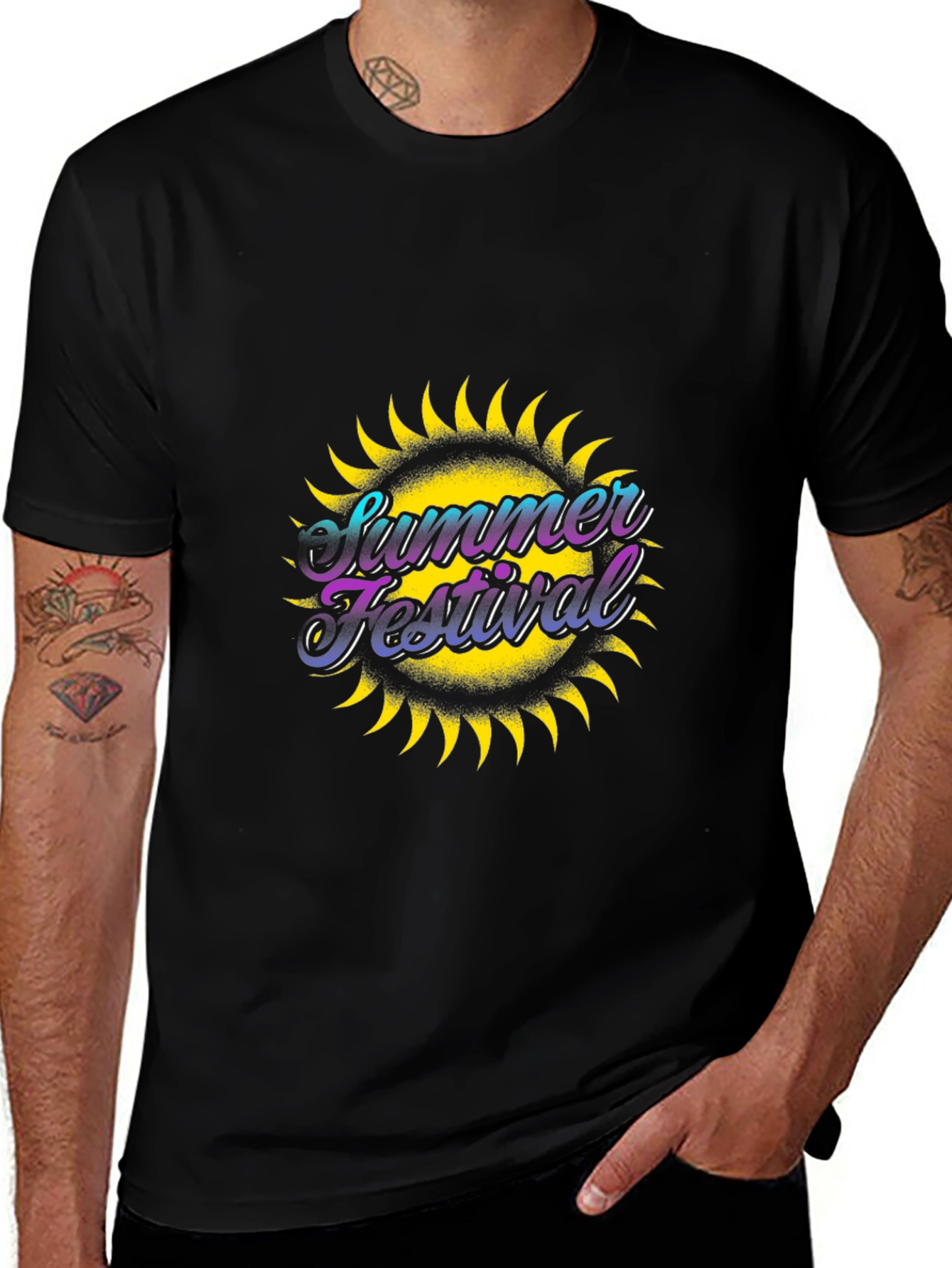 Summer Festival Graphic Black T-Shirt
