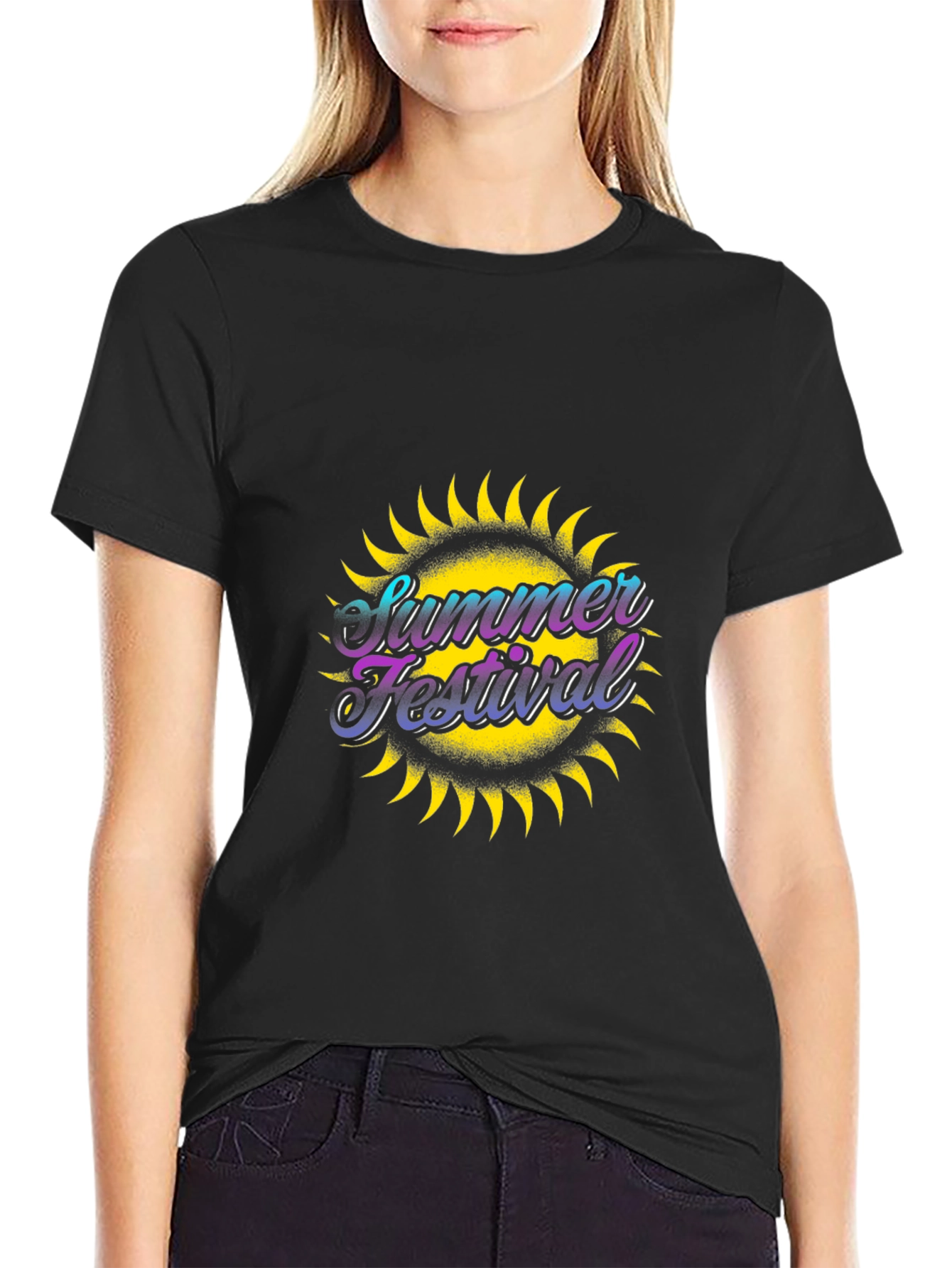 Summer Festival Graphic Black T-Shirt