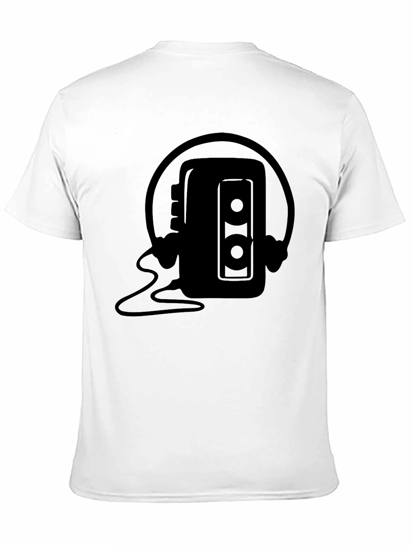 Retro Cassette Player Headphones Black T-Shirt