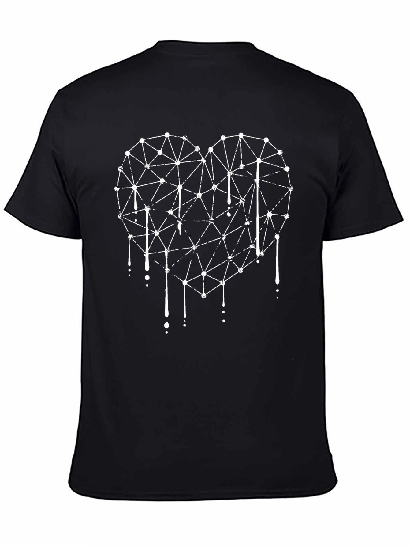 Geometric Heart Drip Graphic Tee - Modern Style