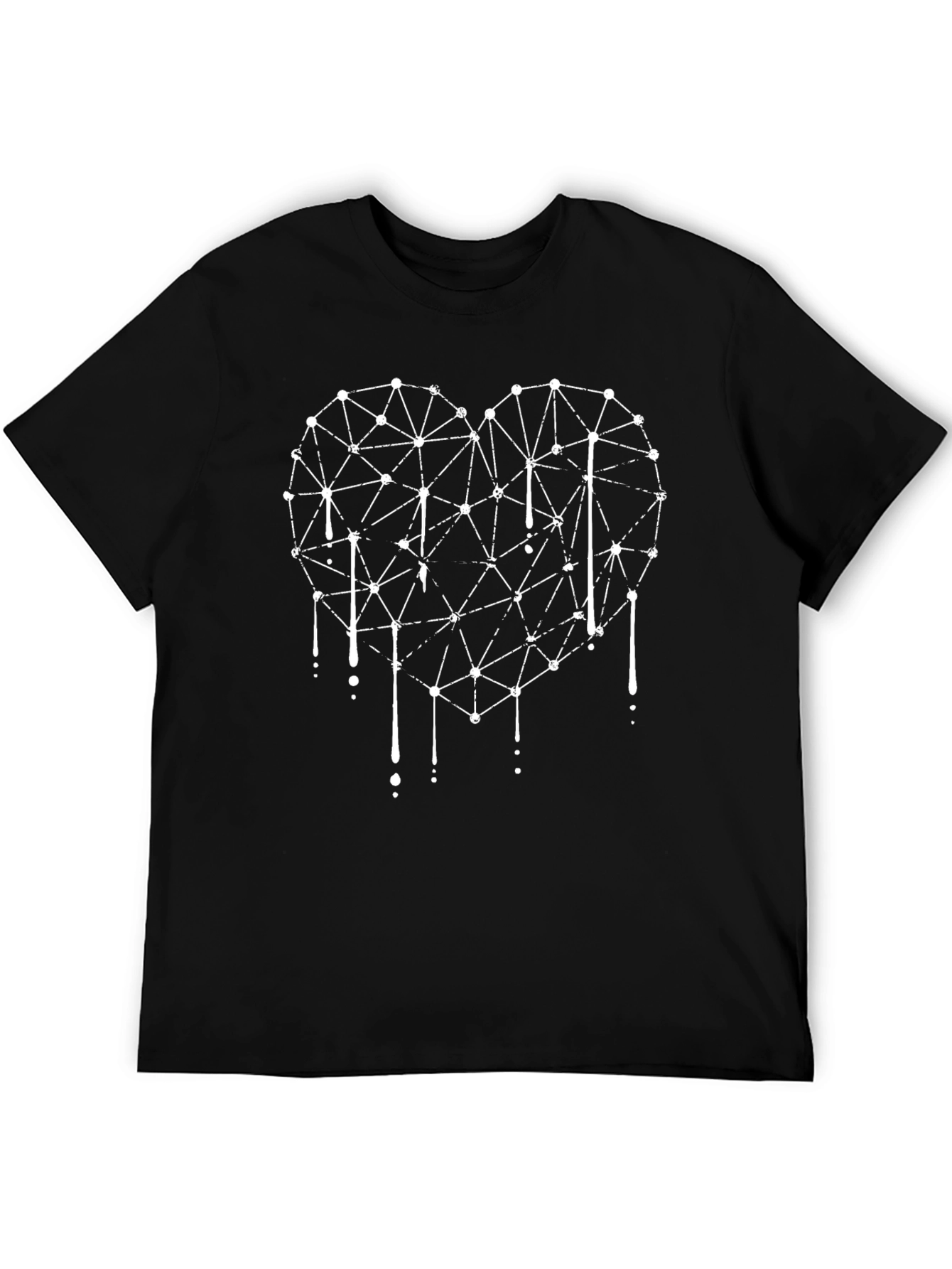 Geometric Heart Drip Graphic Tee - Modern Style