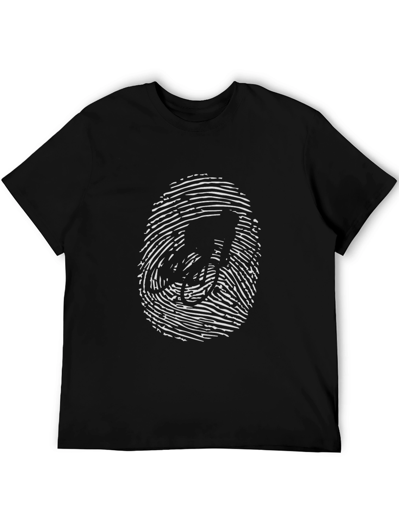 Fingerprint Biker T-Shirt - Unique Cycling Design