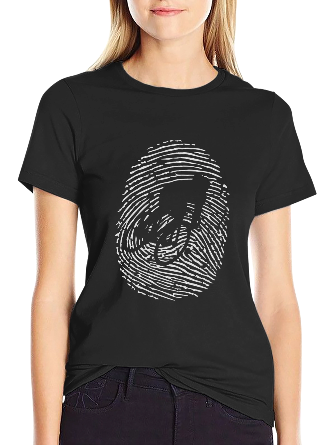 Fingerprint Biker T-Shirt - Unique Cycling Design