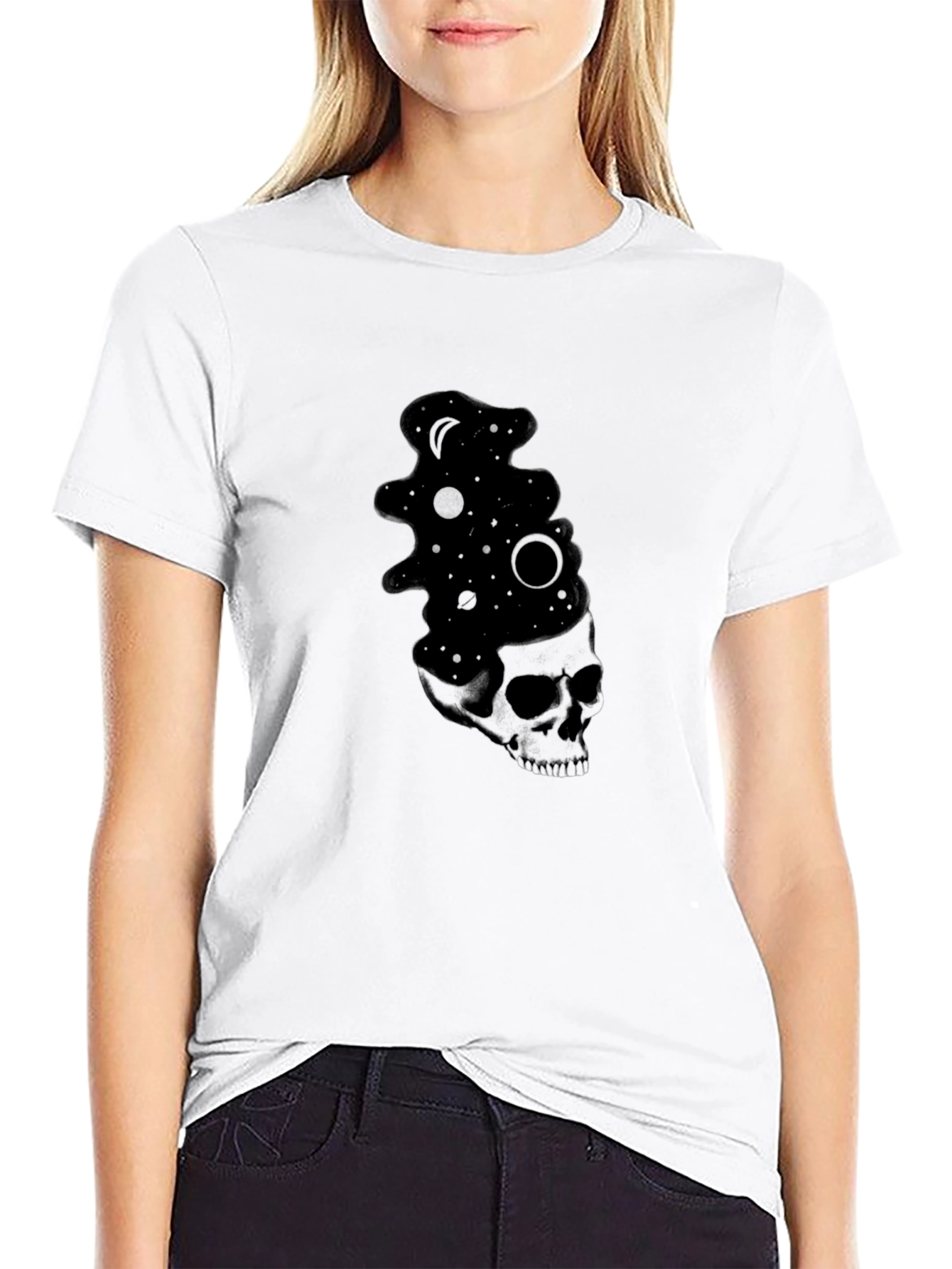 Cosmic Skull Black T-Shirt - Unique Graphic Tee